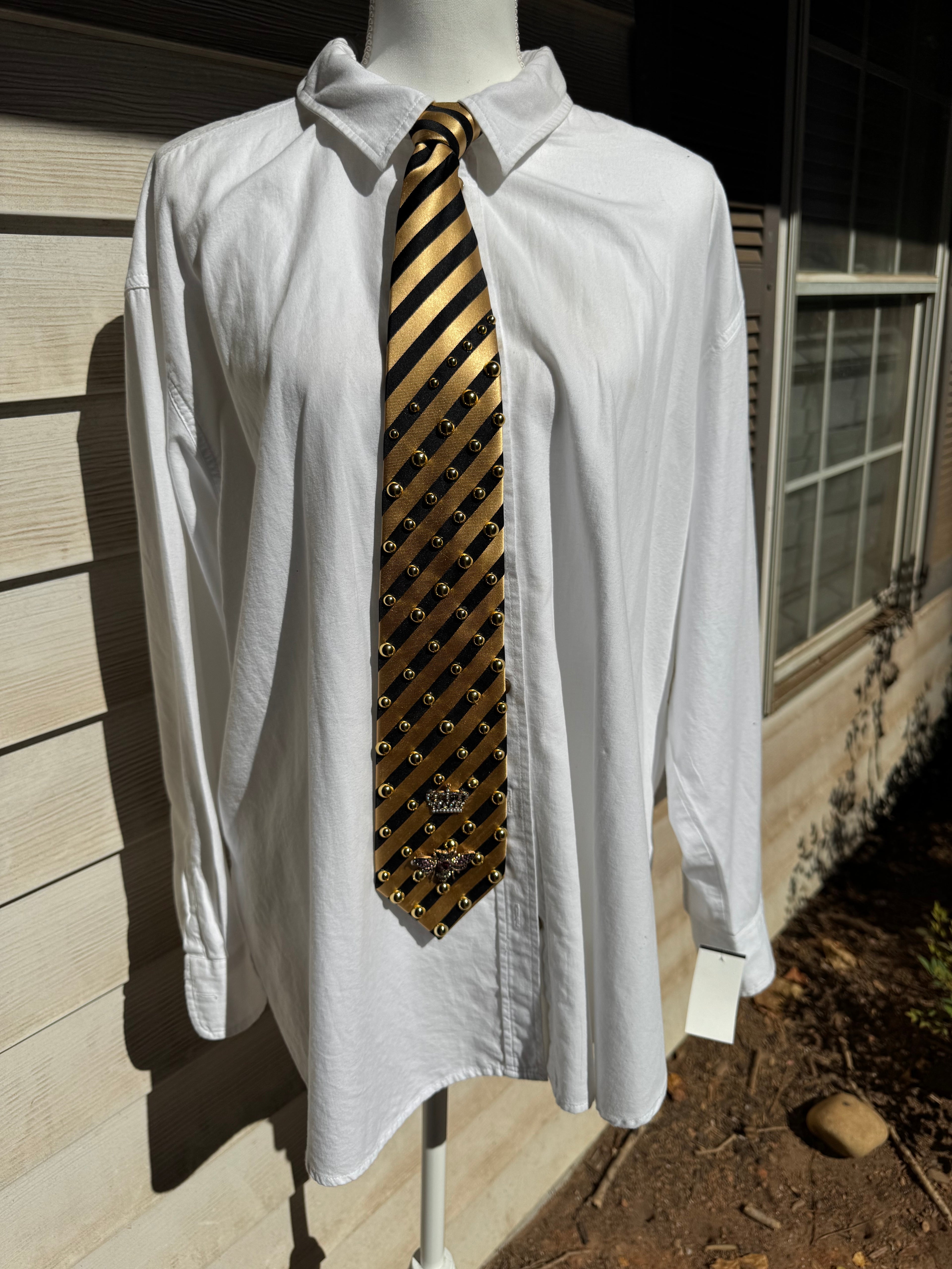Gold and Black Silk Striped Bumblebee High Class Royalty Nature Tie