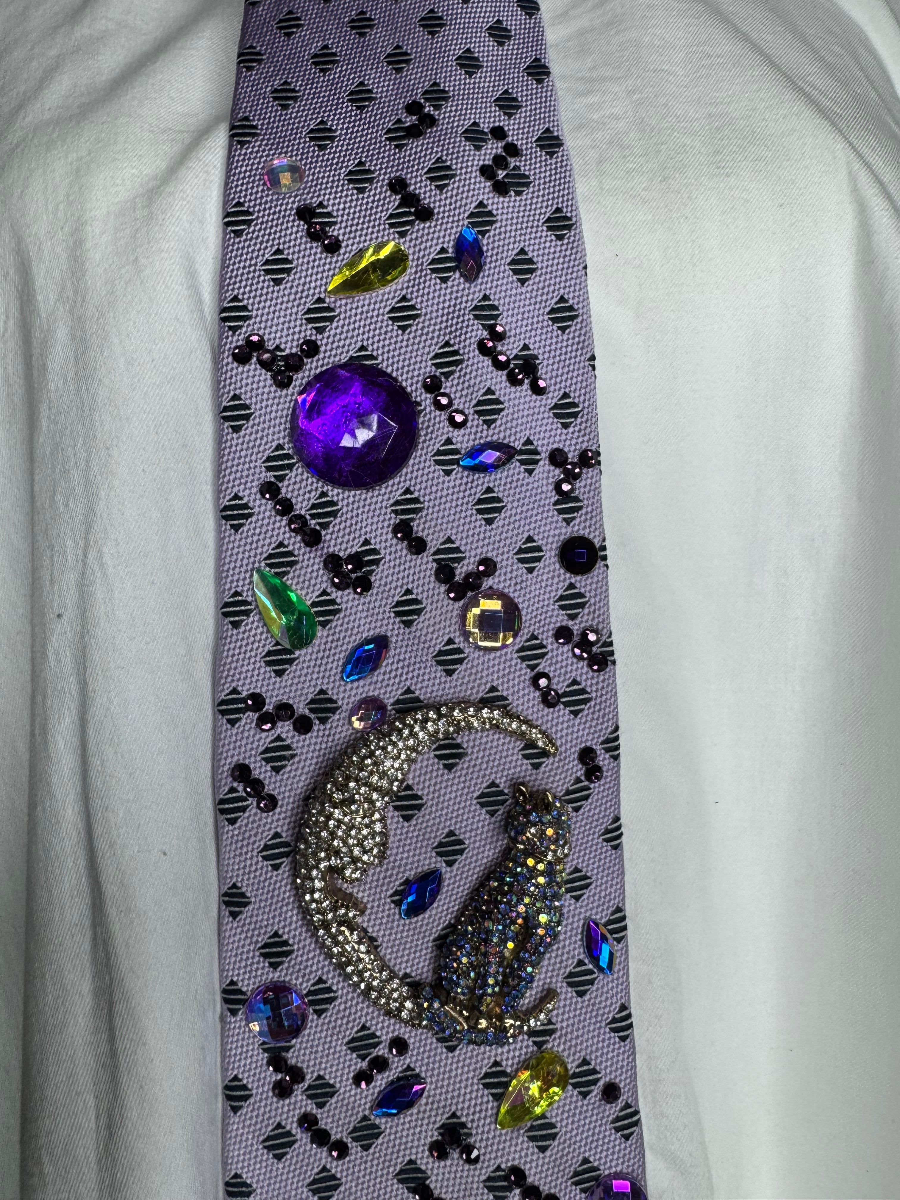 Purple Cat On Moon Jewel Space Royalty Tie