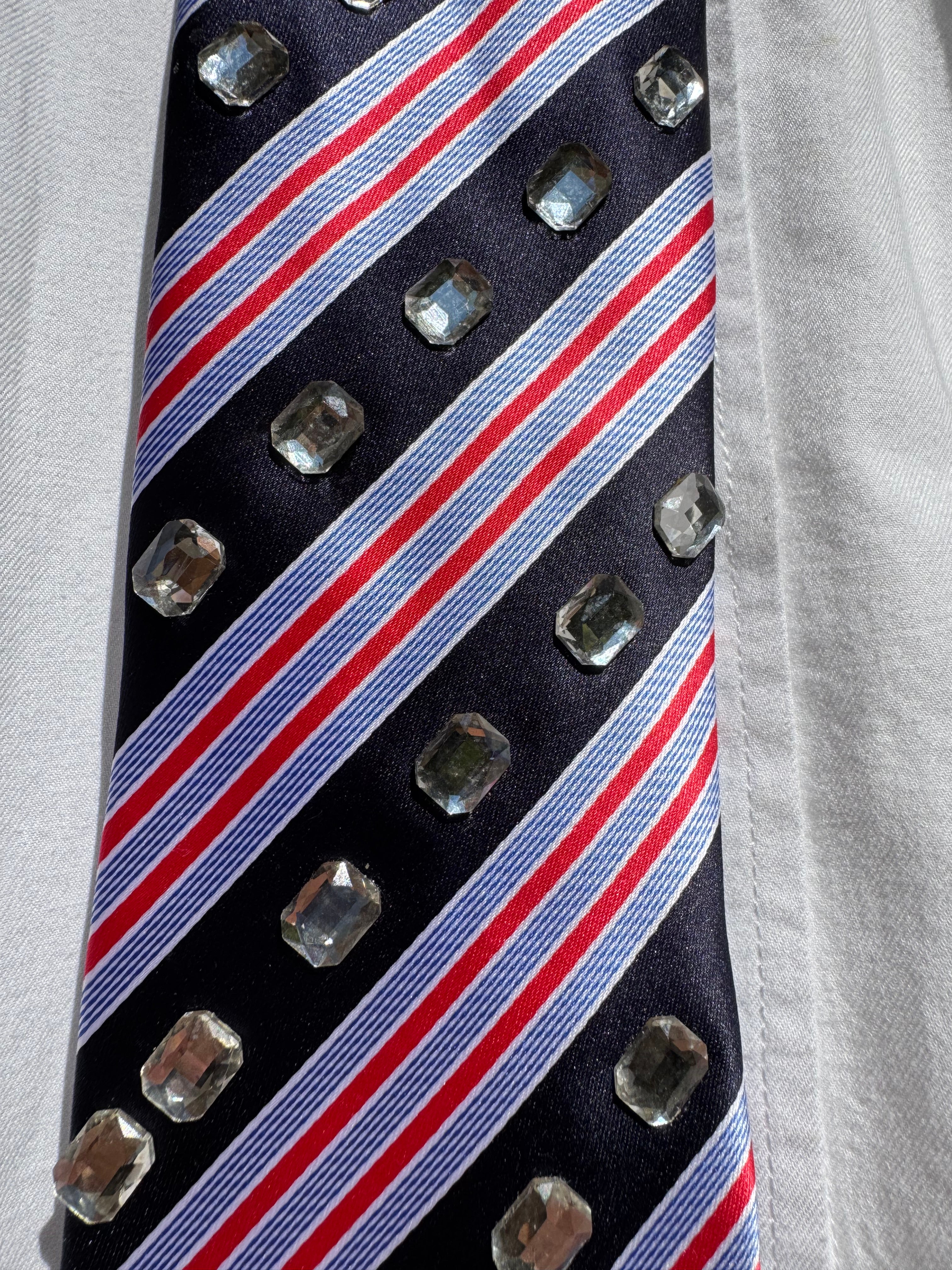Navy Blue and Red Striped Pilot Royalty Tie
