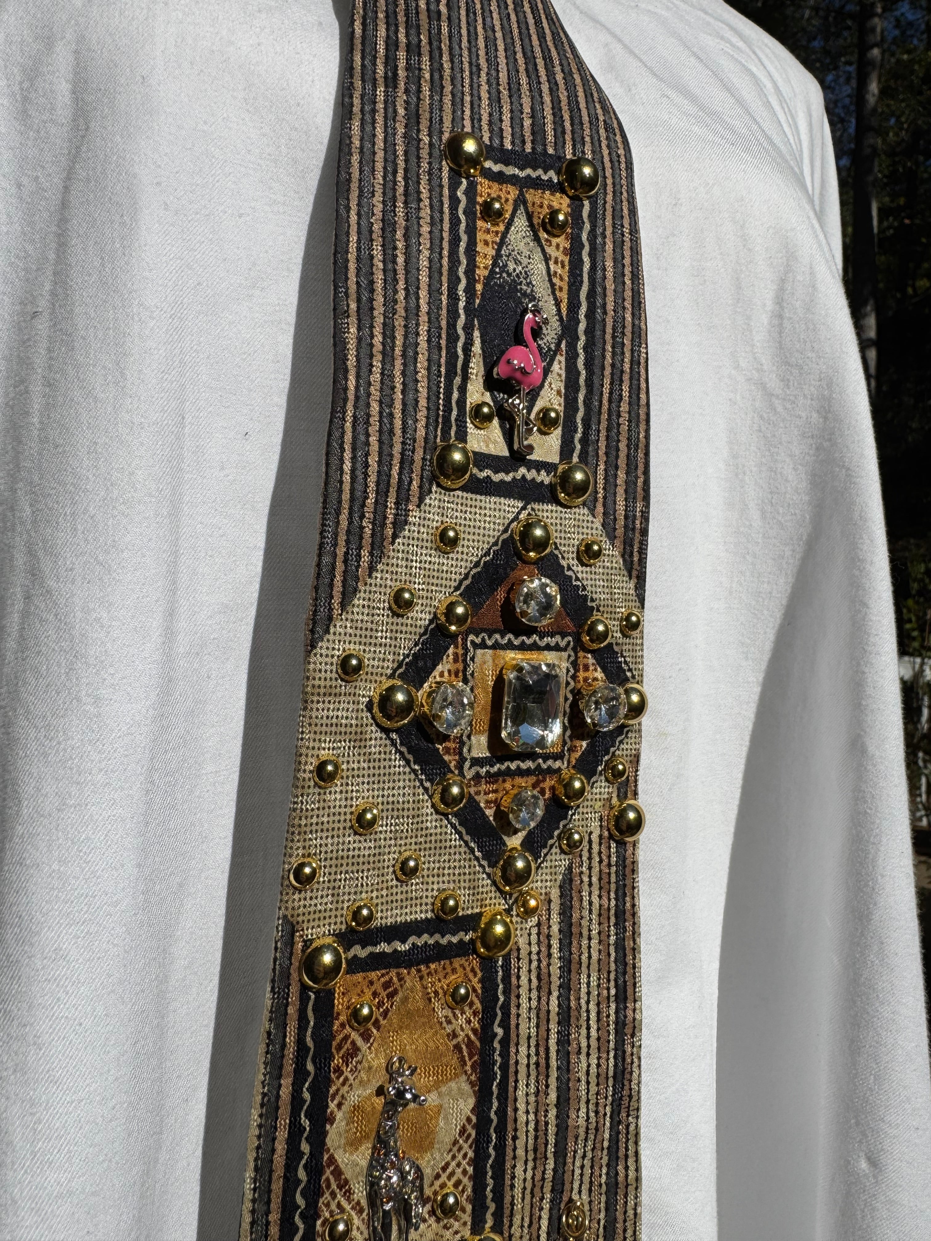 Beige High Class Luxurious Tropical Vacation Royalty Tie
