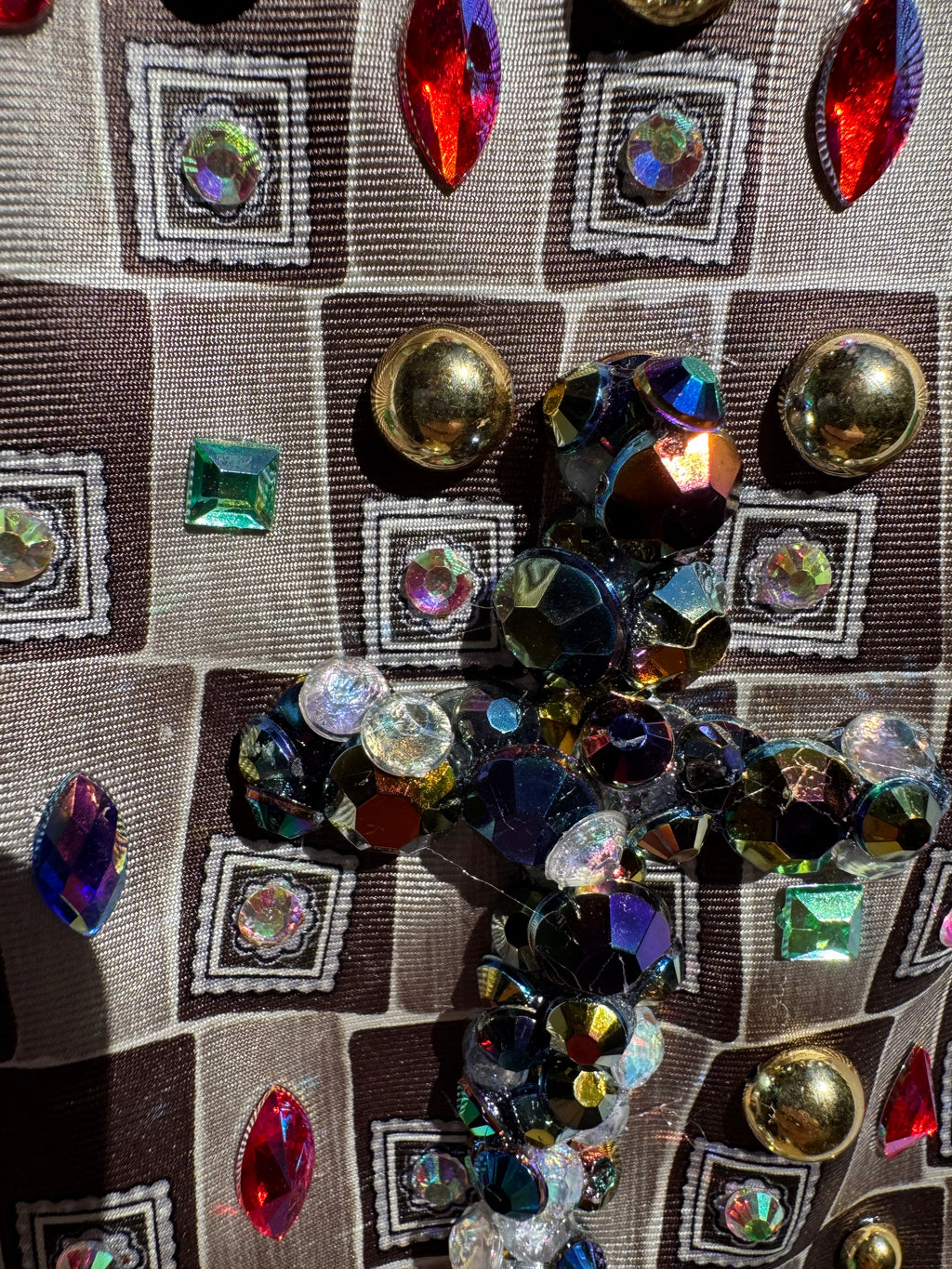 Grey Checkered Iridescent Cross Treasure Box Church Royalty Tie