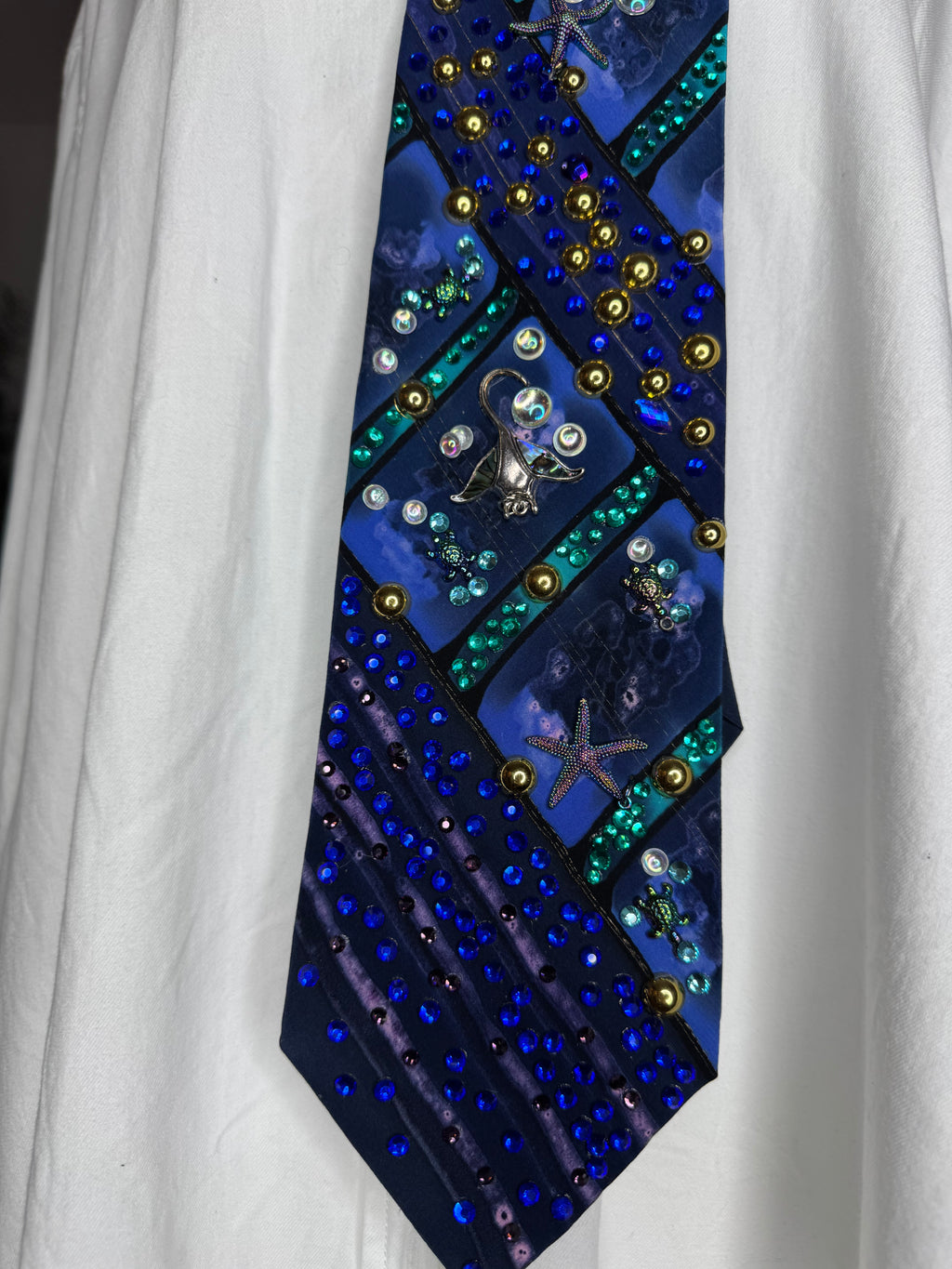 Deep Royal Blue Marbled Aquarium Nature Royalty Tie