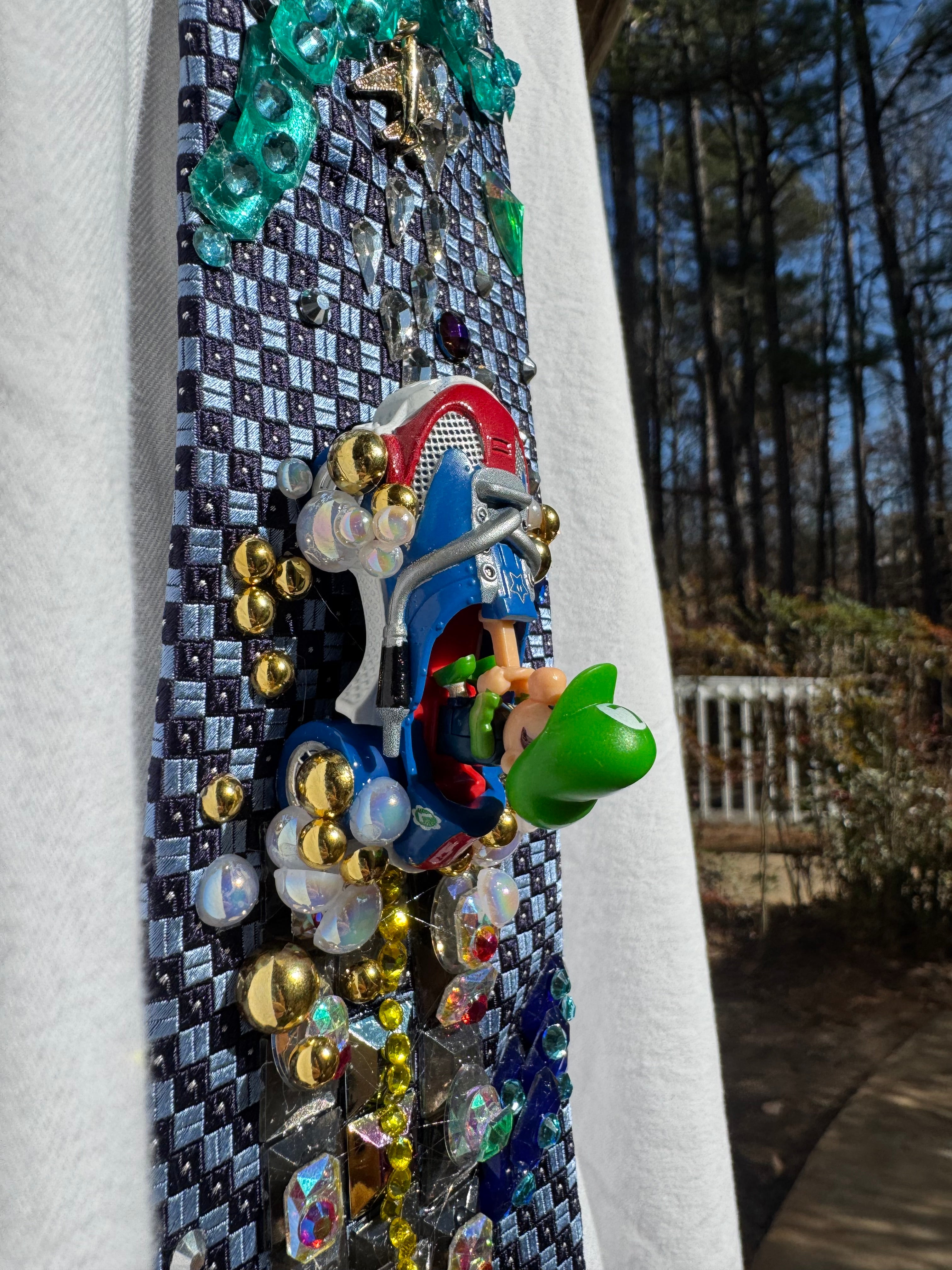 Light Blue Baby Luigi About to Fly On Sunshine Airport 200cc Mario Kart Tie
