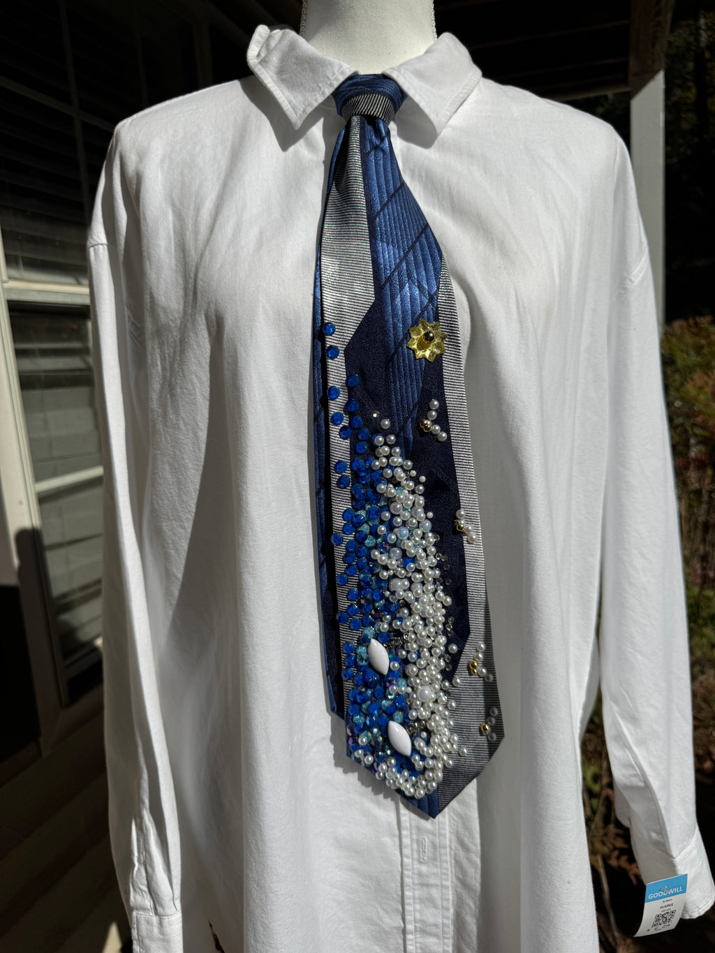 Navy Blue Surfers Surfing On Wave Nautical Royalty Tie