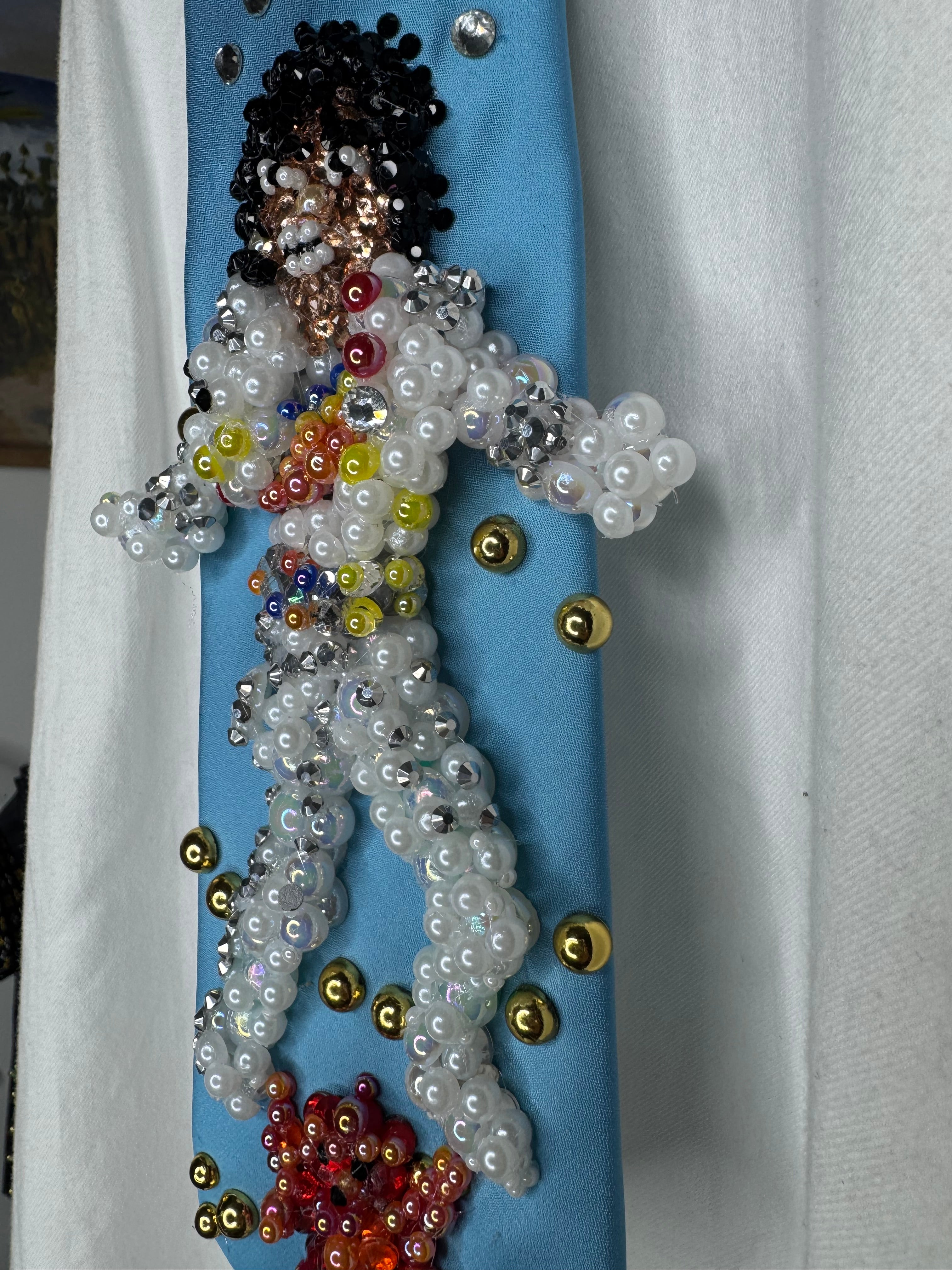 Sky Blue Michael Jackson in Captain EO Hitting Fist Balled Star Body Pose and Fuzzball Tie