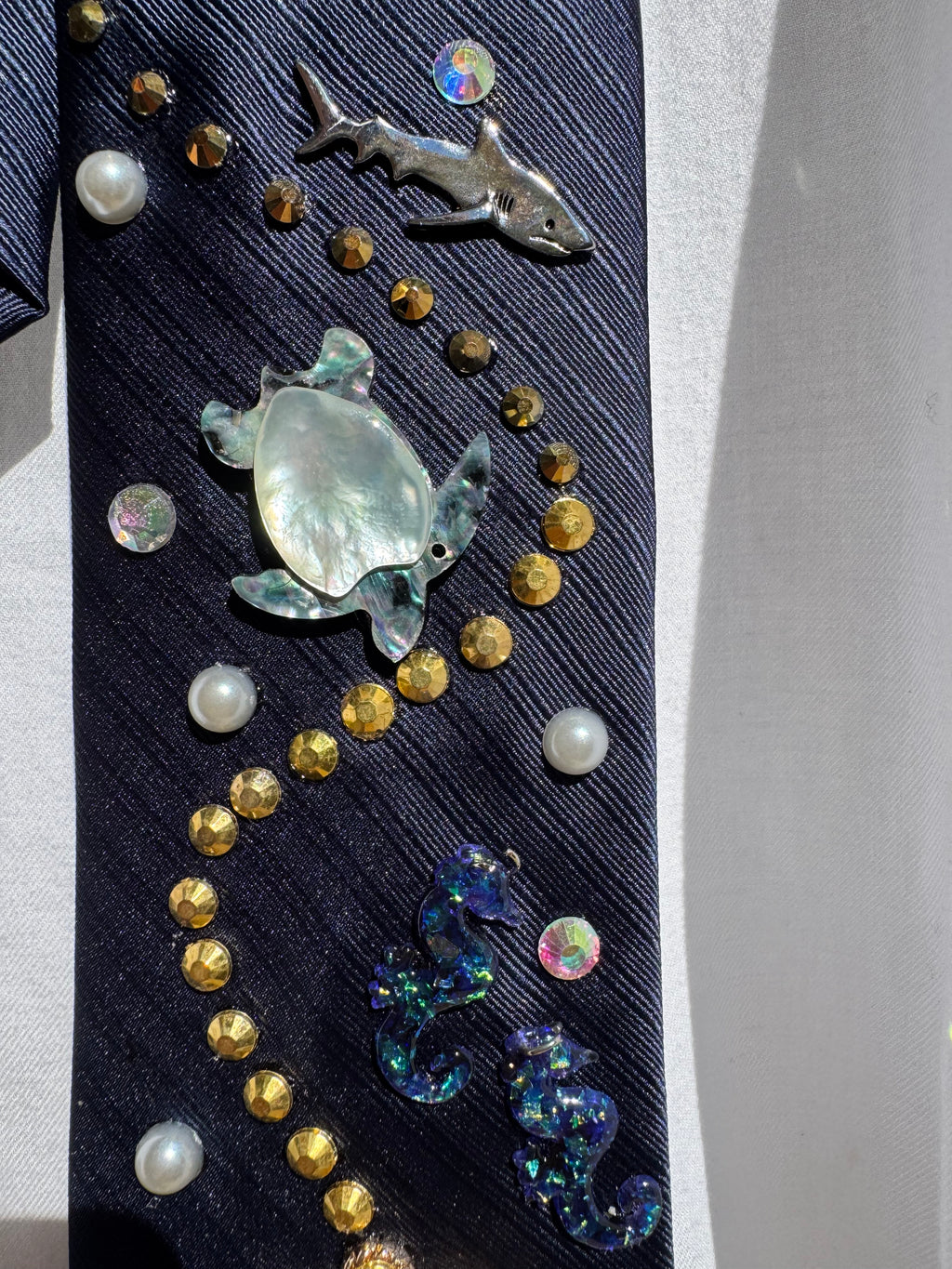 Navy Blue Anchored Jackpot Nautical Royalty Tie