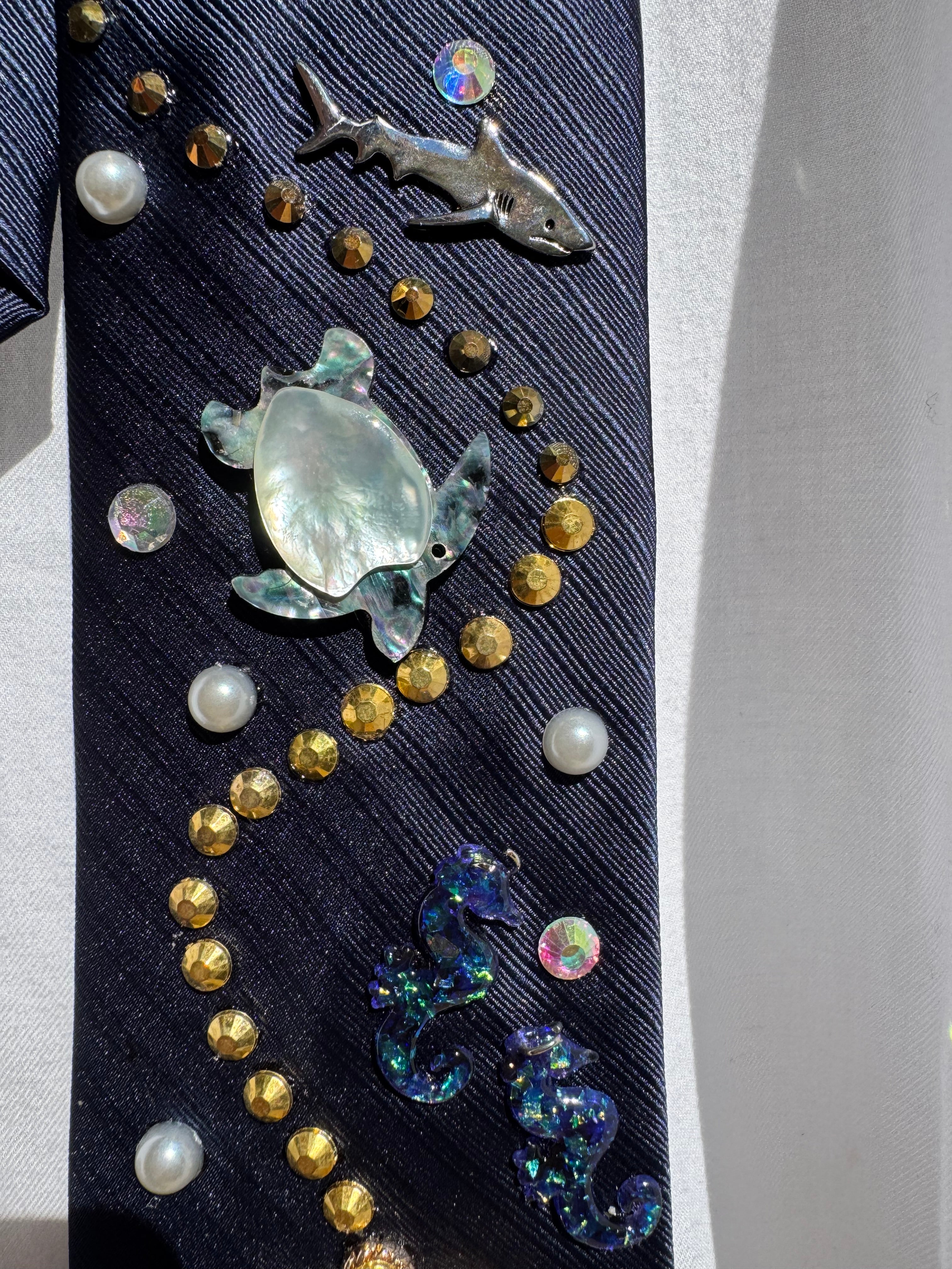 Navy Blue Anchored Jackpot Nautical Royalty Tie