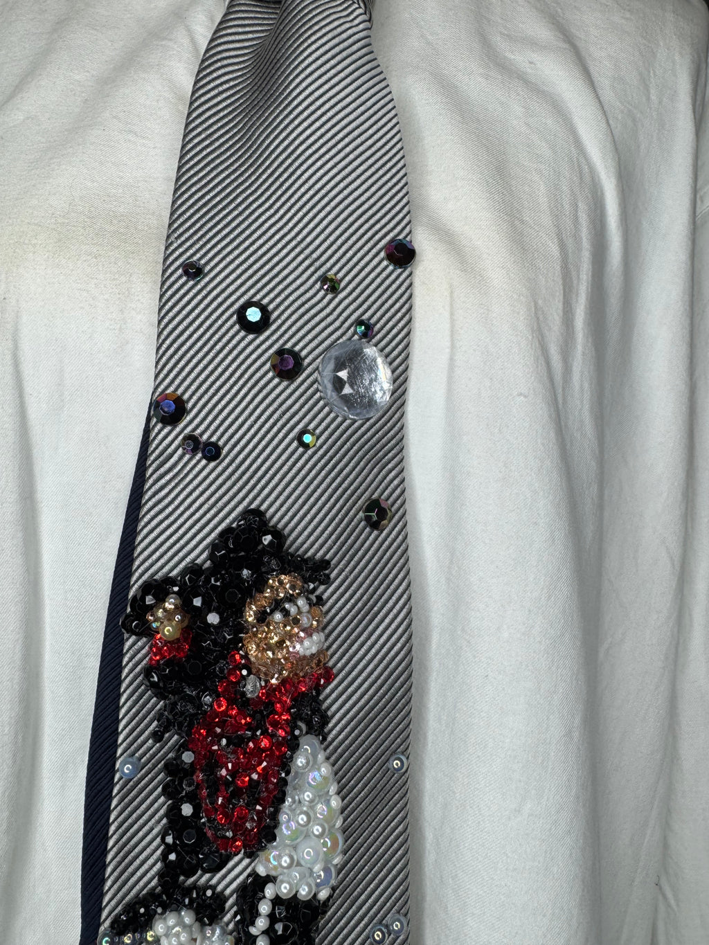 Grey Michael Jackson Hanging Off Moving Platform To Beat It For Bad Tour Wembly Concert 1988 Tie
