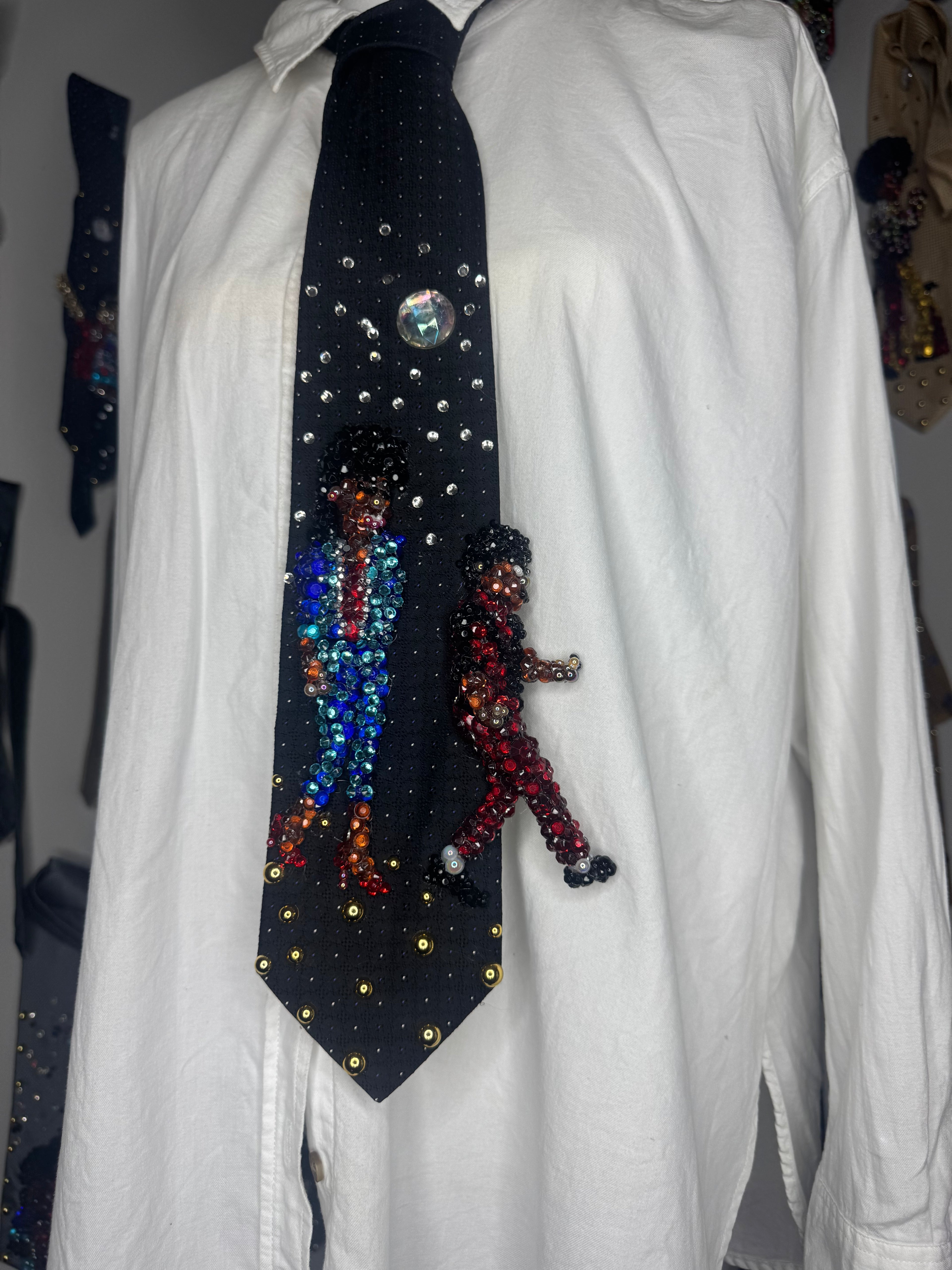 Black Michael Jackson Dancing and Walking With Ola Ray Scene Thriller Music Video Tie