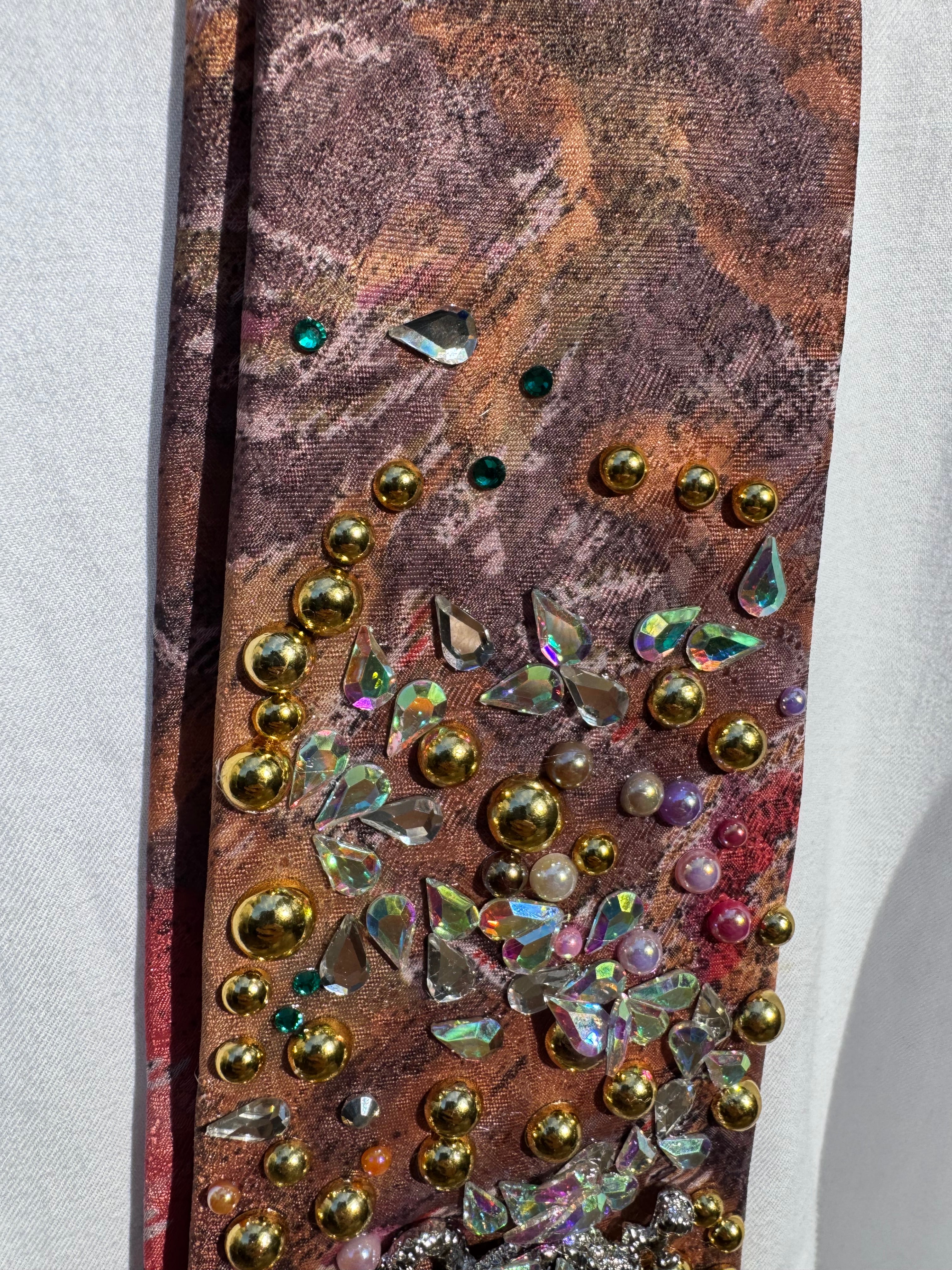 Autumn Marbled Ancient Silver Legendary Dragon Royalty Tie