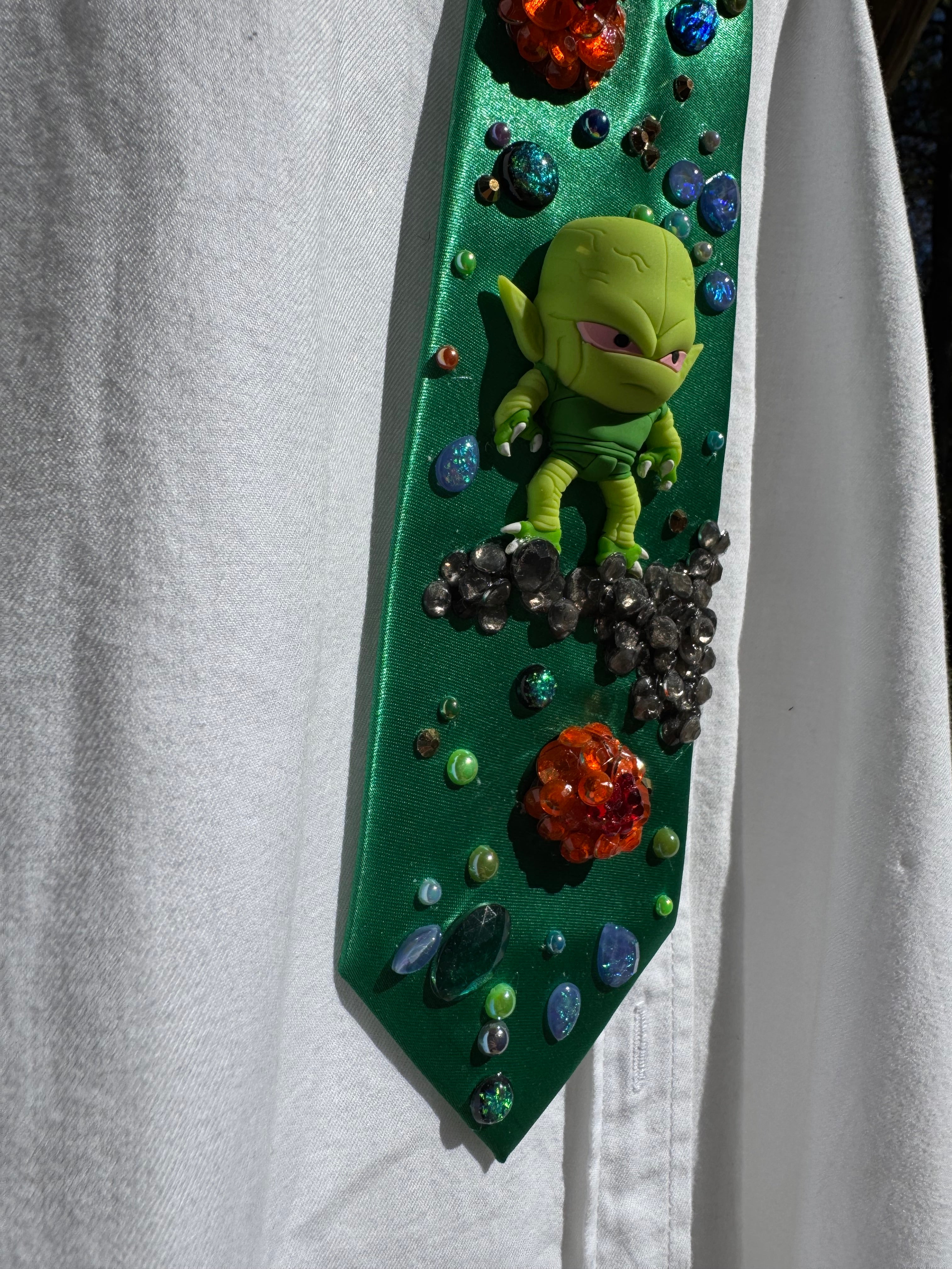 Green Silk Saibaman Aura Farming in Space Dragon Ball Z Tie