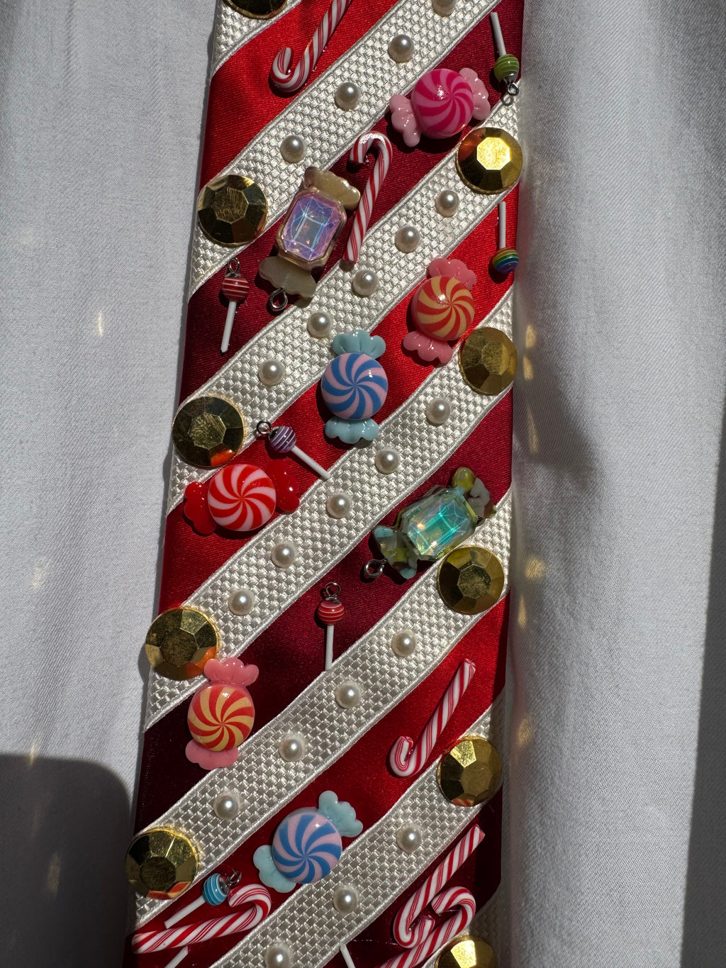 Red and White Candy Striped Christmas Royalty Tie