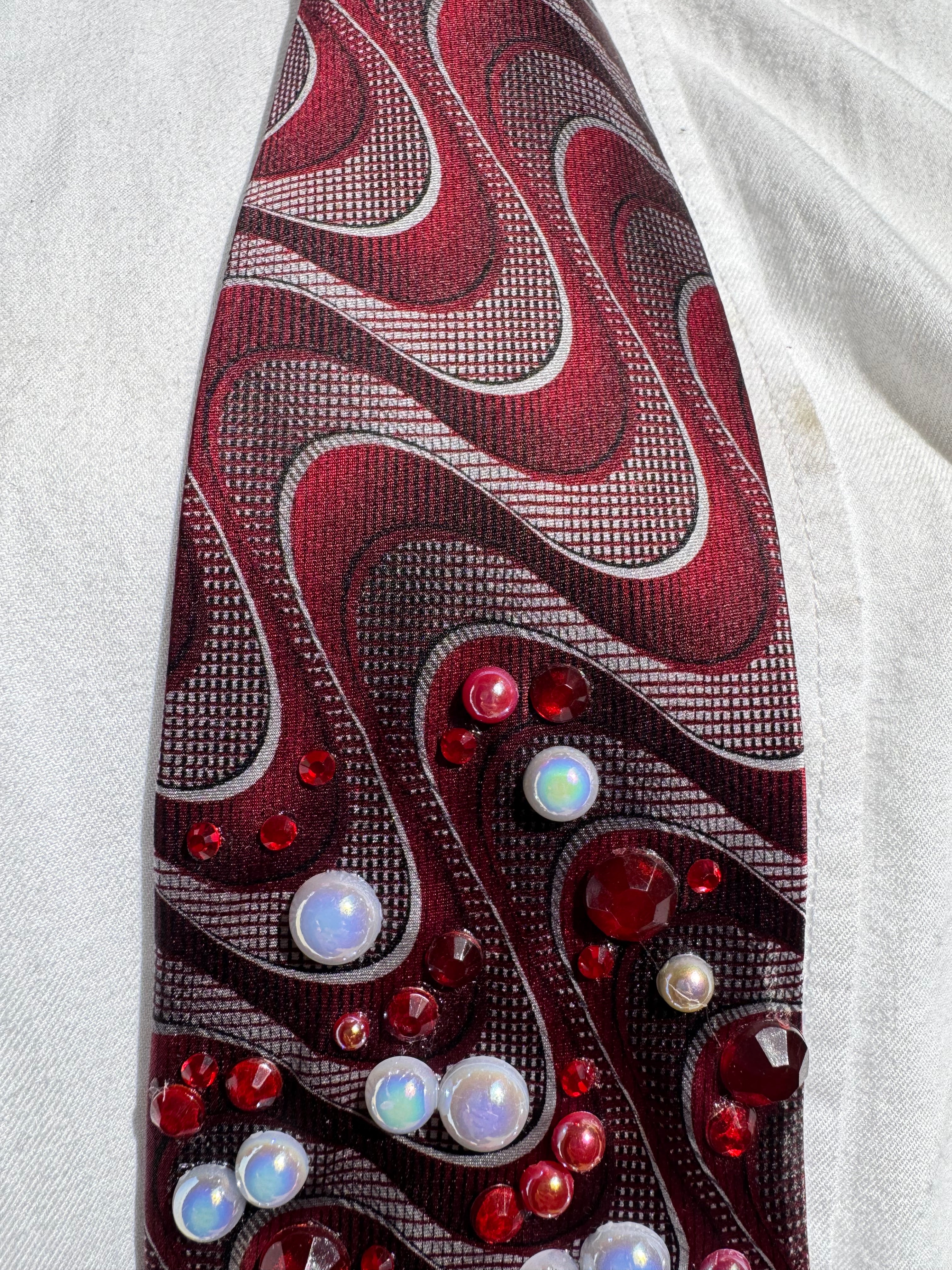 Red Wavy Sasuke Naruto Shippuden Anime Tie