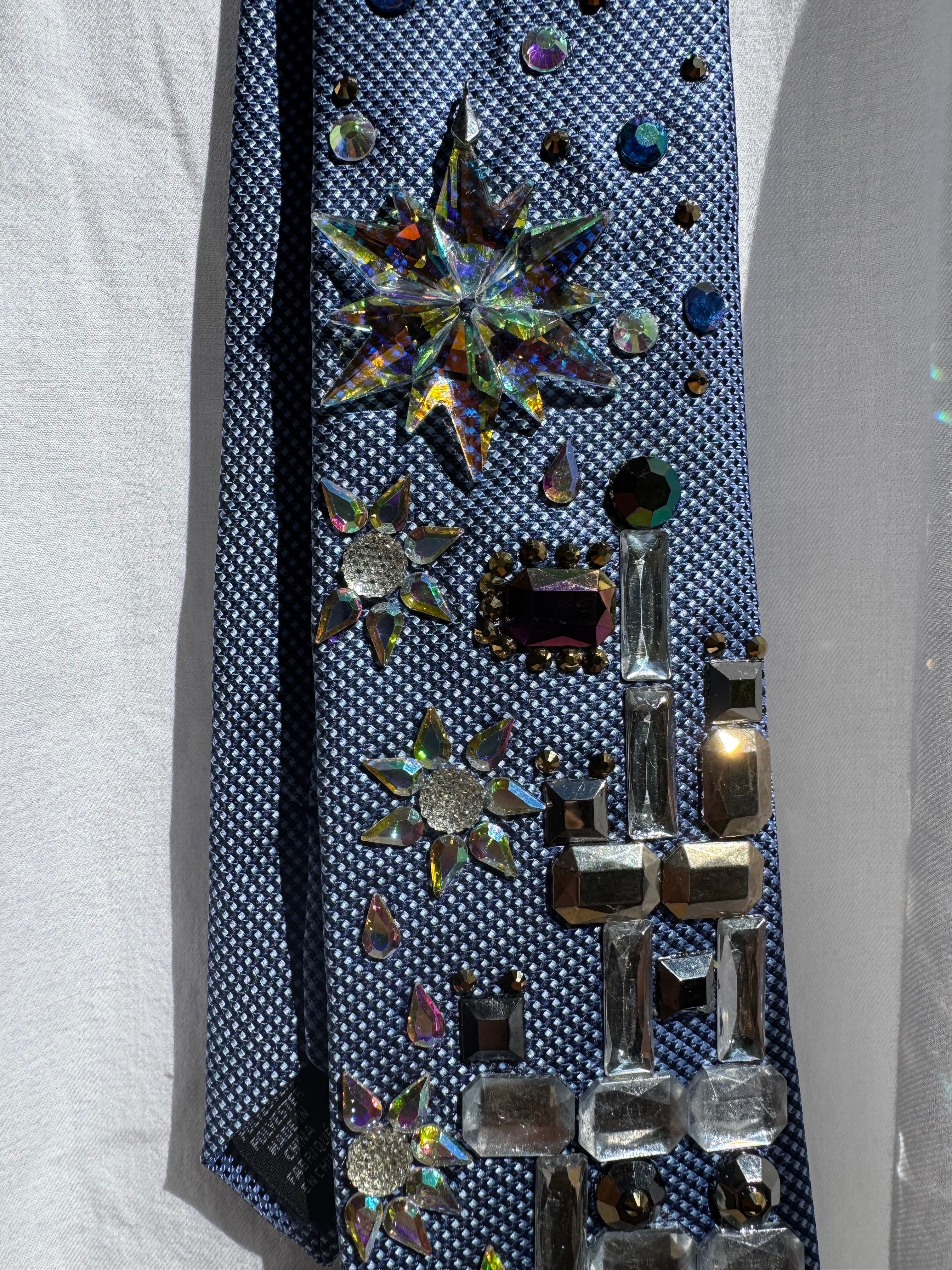Blue Tall Glass Ice Castle in the Wintertime Royalty Tie