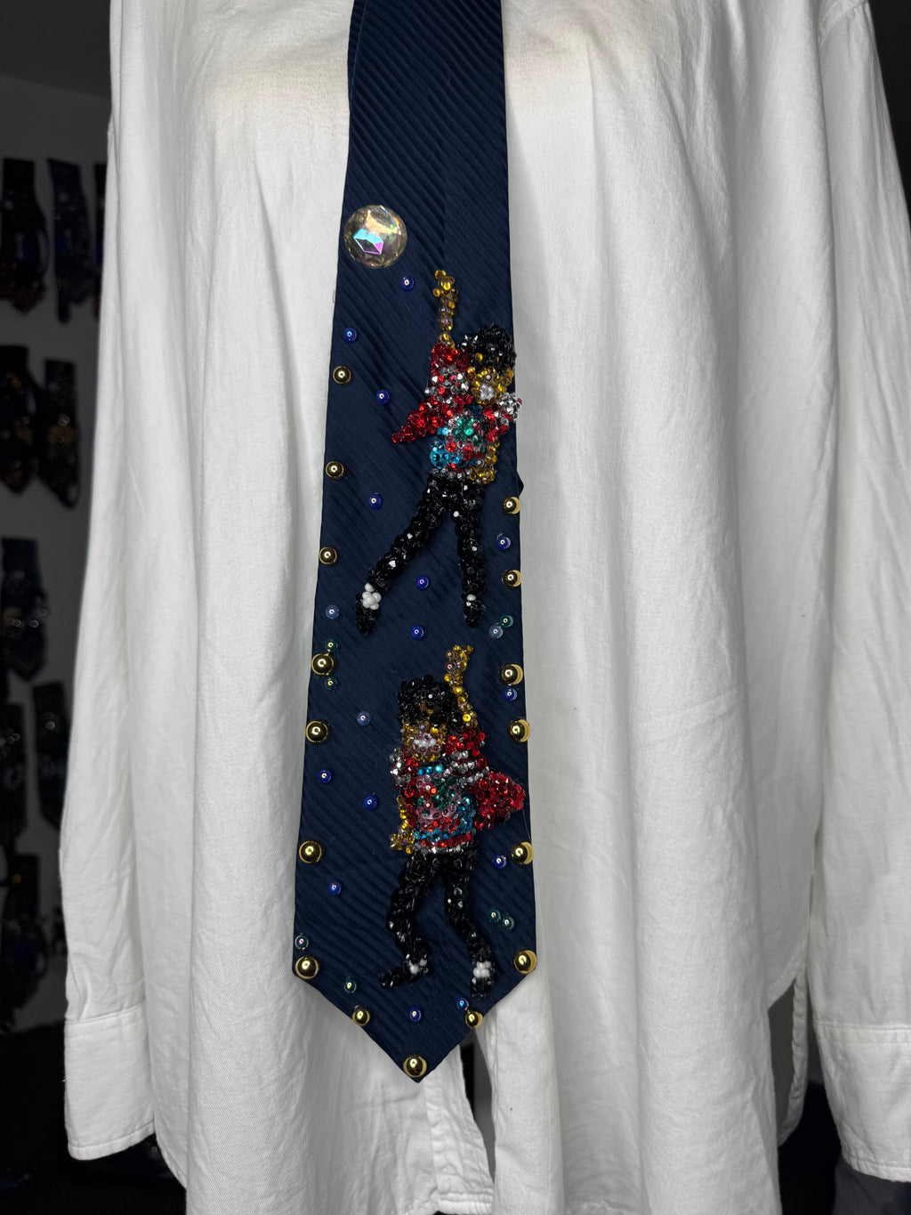Navy Blue Michael Jackson Arm Up Leg Out Double Dance Scene From Beat It Music Video Tie