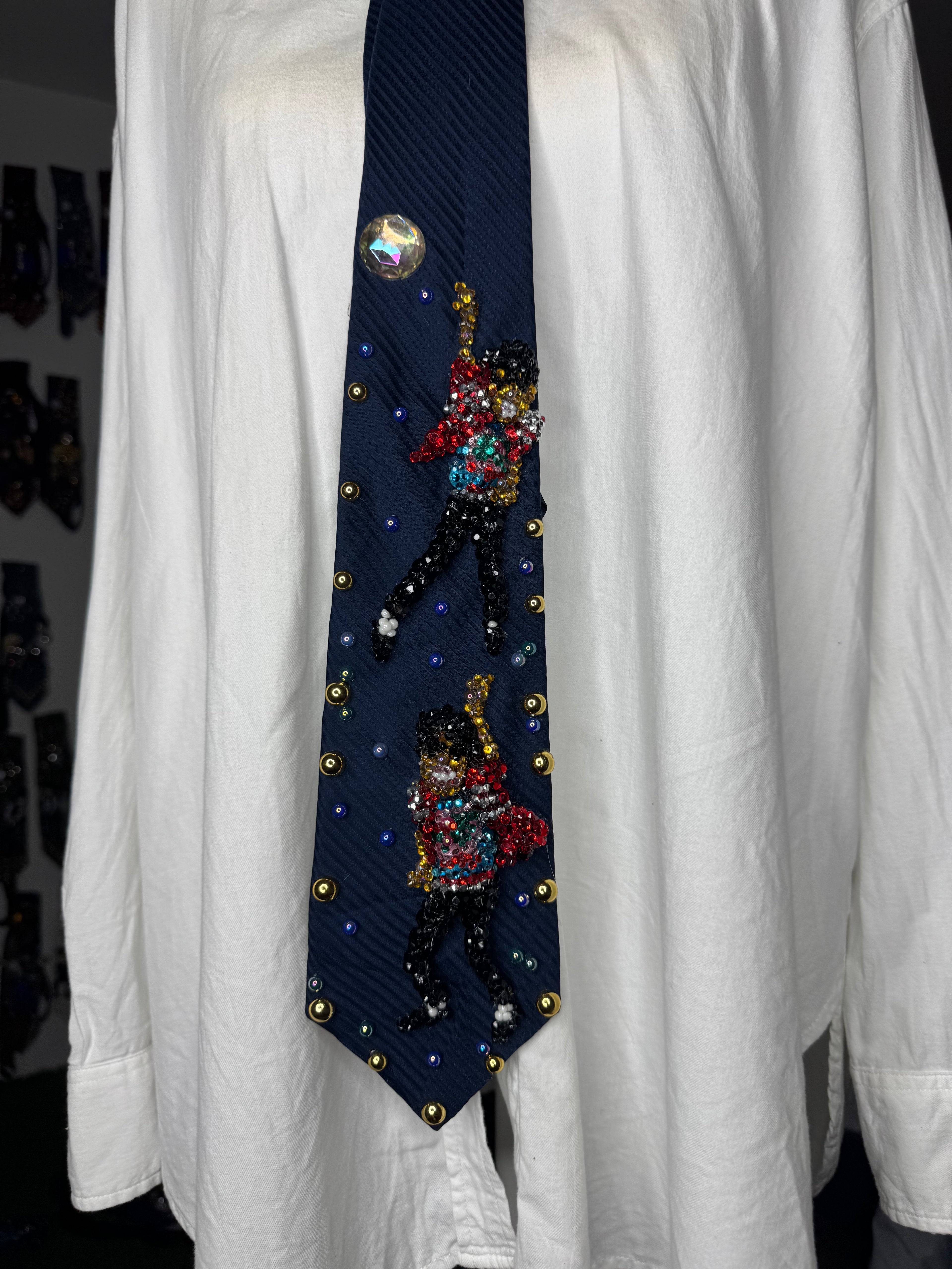 Navy Blue Michael Jackson Arm Up Leg Out Double Dance Scene From Beat It Music Video Tie