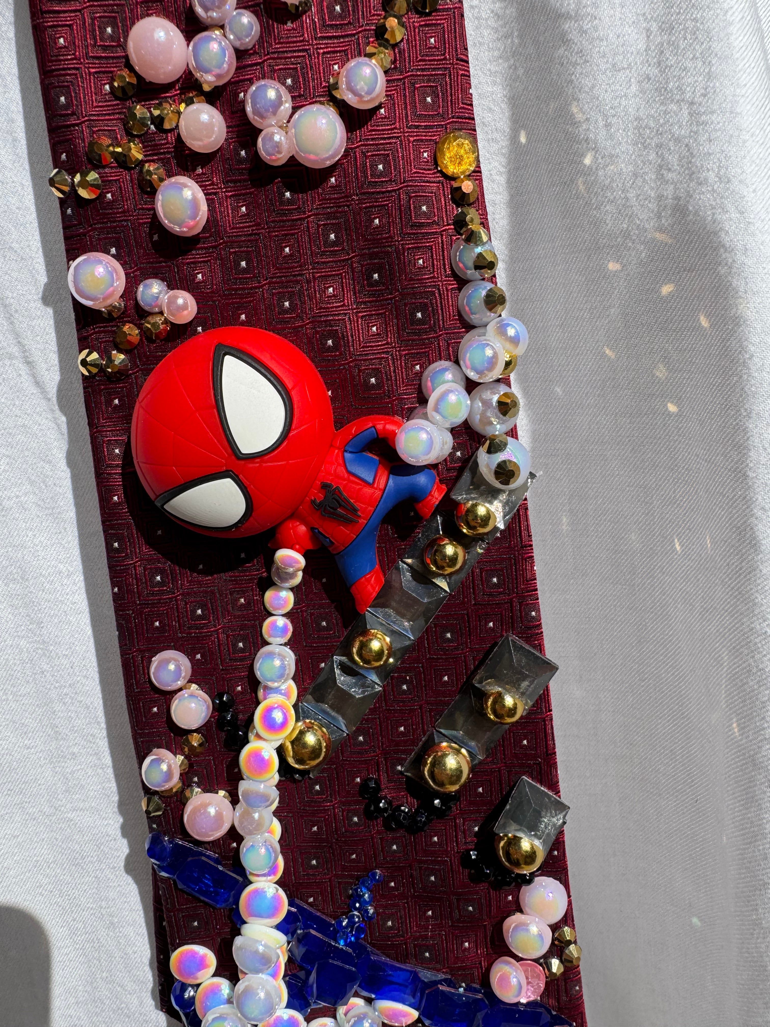 Burgundy Spiderman Webbing Doctor Octopus in Chinatown Movie Tie