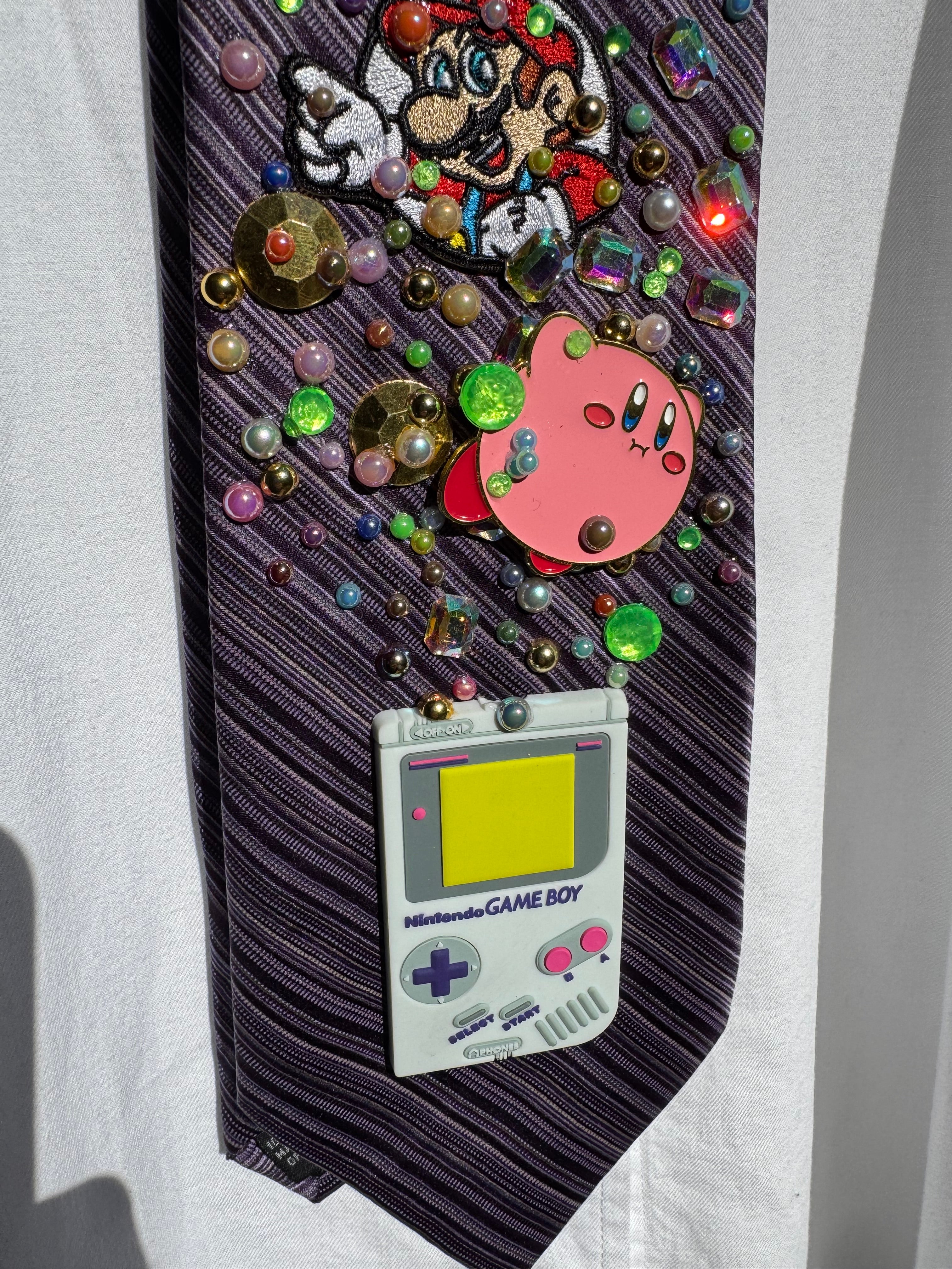 Purple Striped Gameboy Exploding Games Ultimate Gamer Tie