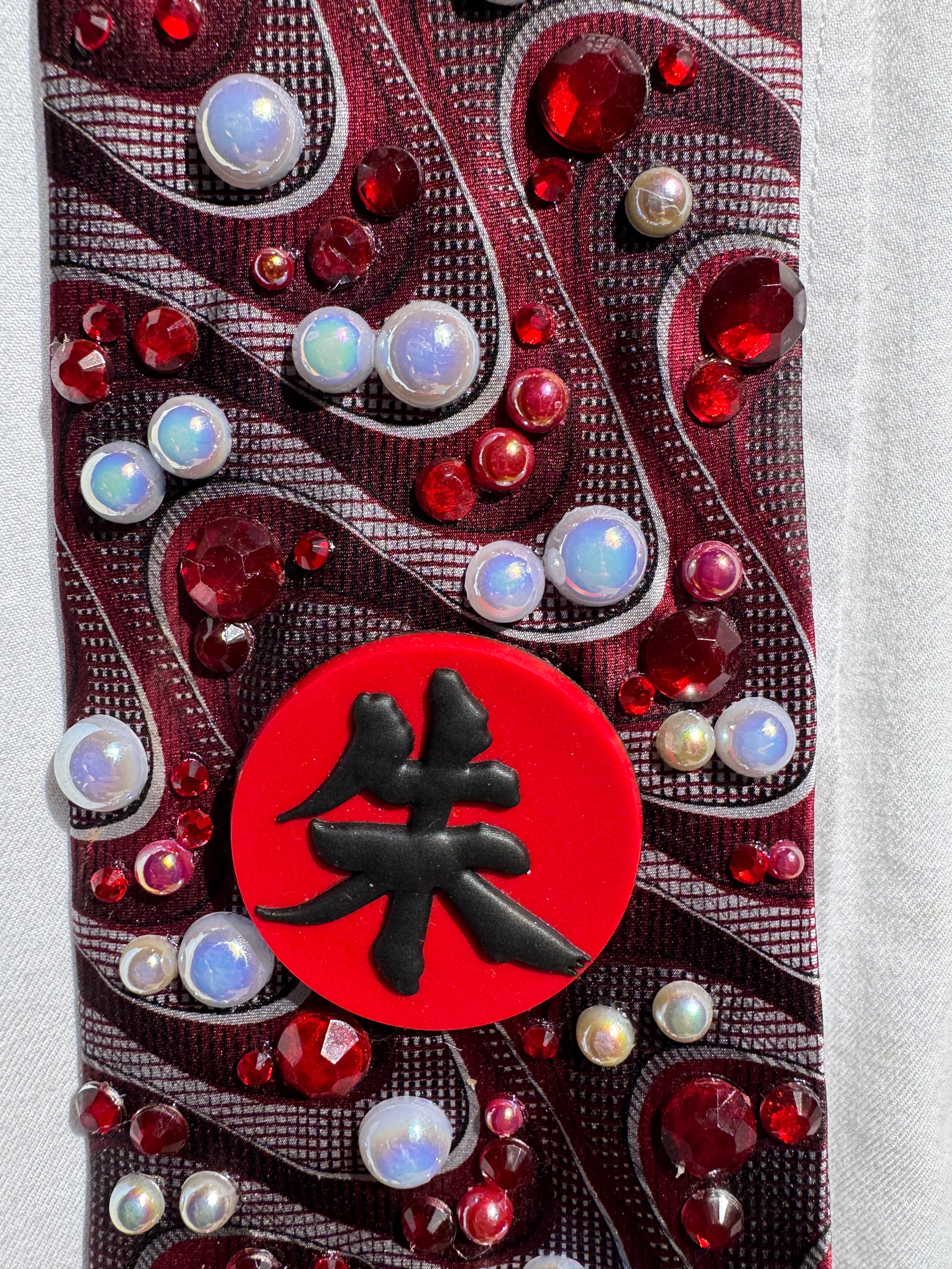 Red Wavy Sasuke Naruto Shippuden Anime Tie