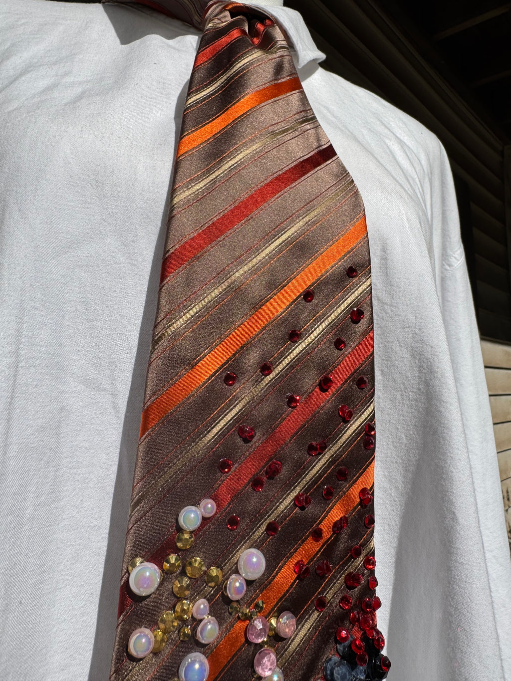 Brown And Orange Striped Volcanic Eruption Nature Royalty Tie