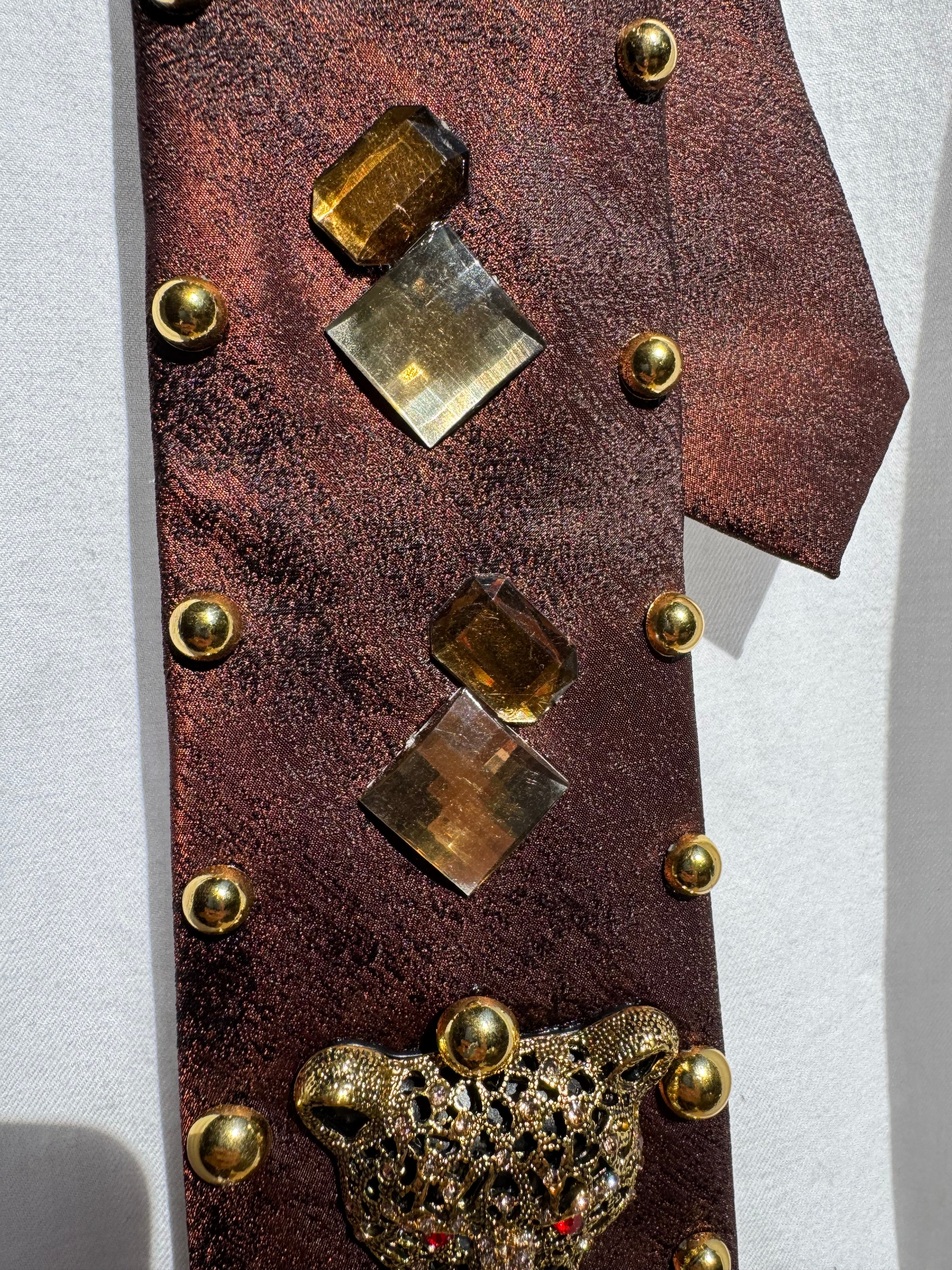 Topaz Brown Mad Jaguar High Class Royalty Nature Tie