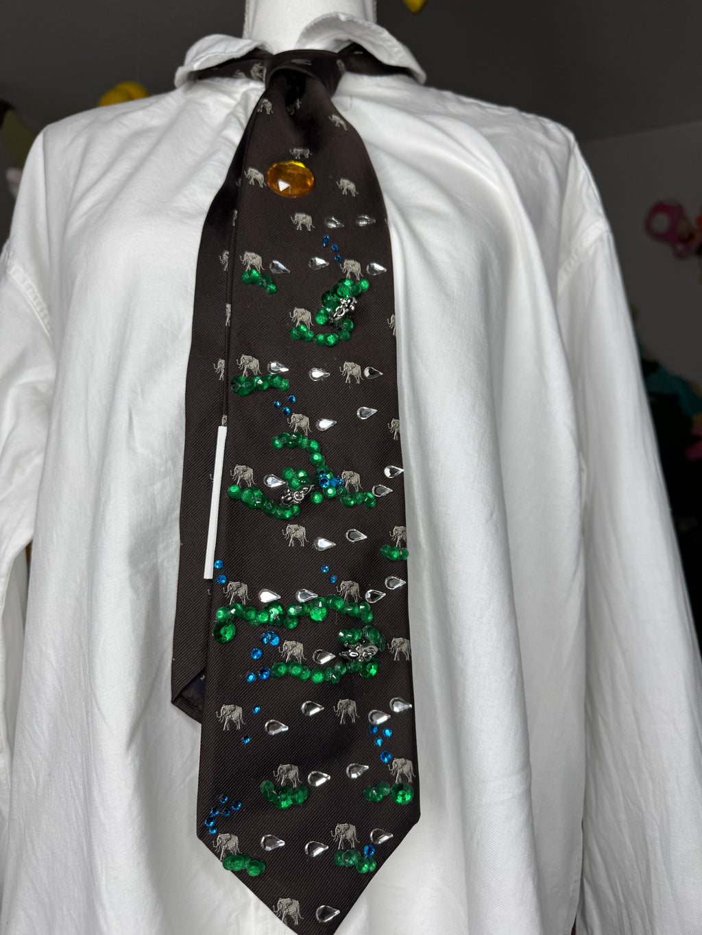 Brown Family of Elephants Walking Through Nature Royalty Tie