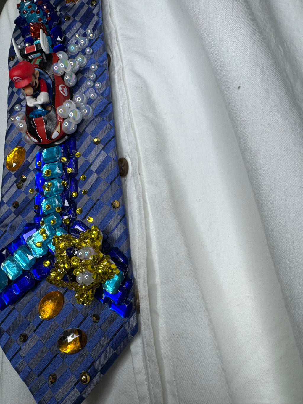 Navy Blue Mario Chasing Star On Icy Glacier Road 200cc Mario Kart Tie