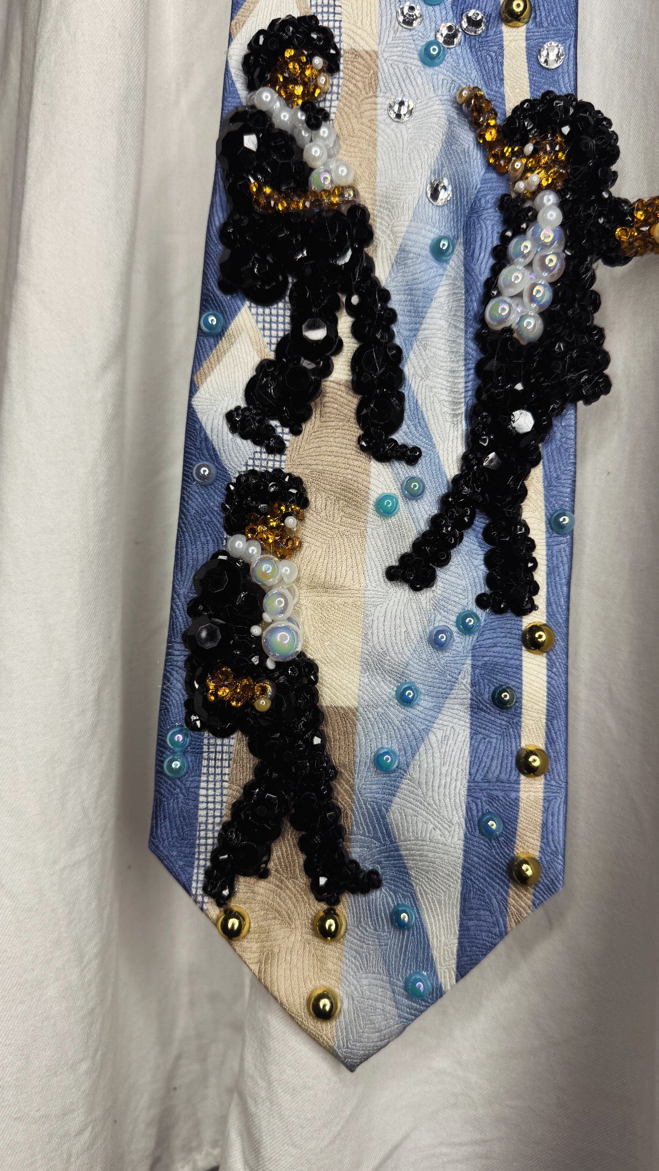 Sky Blue and Gold Michael Jackson Triple Clone Scene in DSTYGE Music Video Royalty Tie