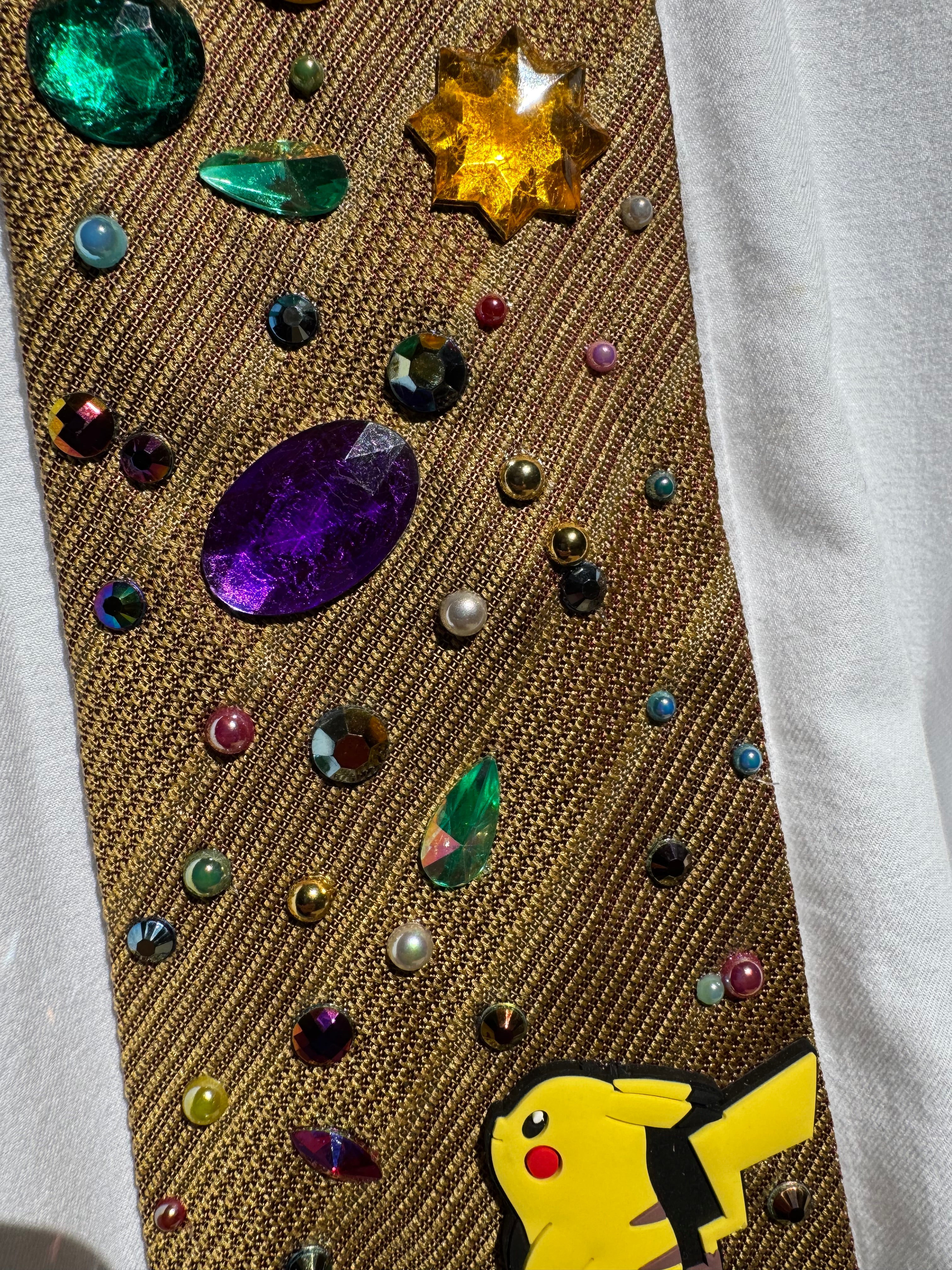 Gold Pikachu Stargazing Pokemon Tie