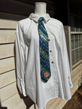 Tri Tone Turquoise Striped Caribbean Ocean Floor Aquatic Nature Royalty Tie