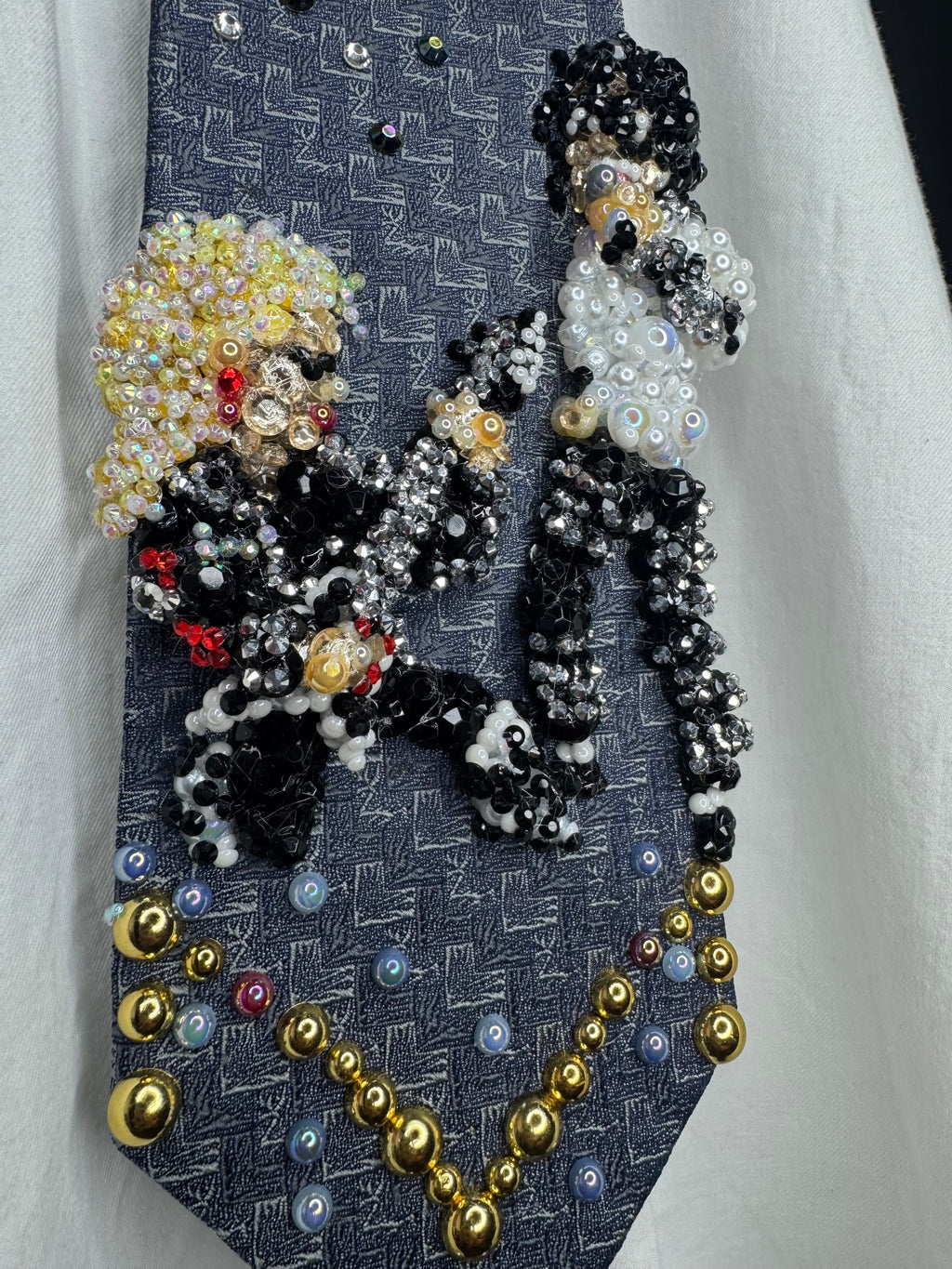 Light Navy Blue Michael Jackson & Jennifer Batten Rocking Out to Dirty Diana Live Wembly Concert Bad Tour 1988 Tie