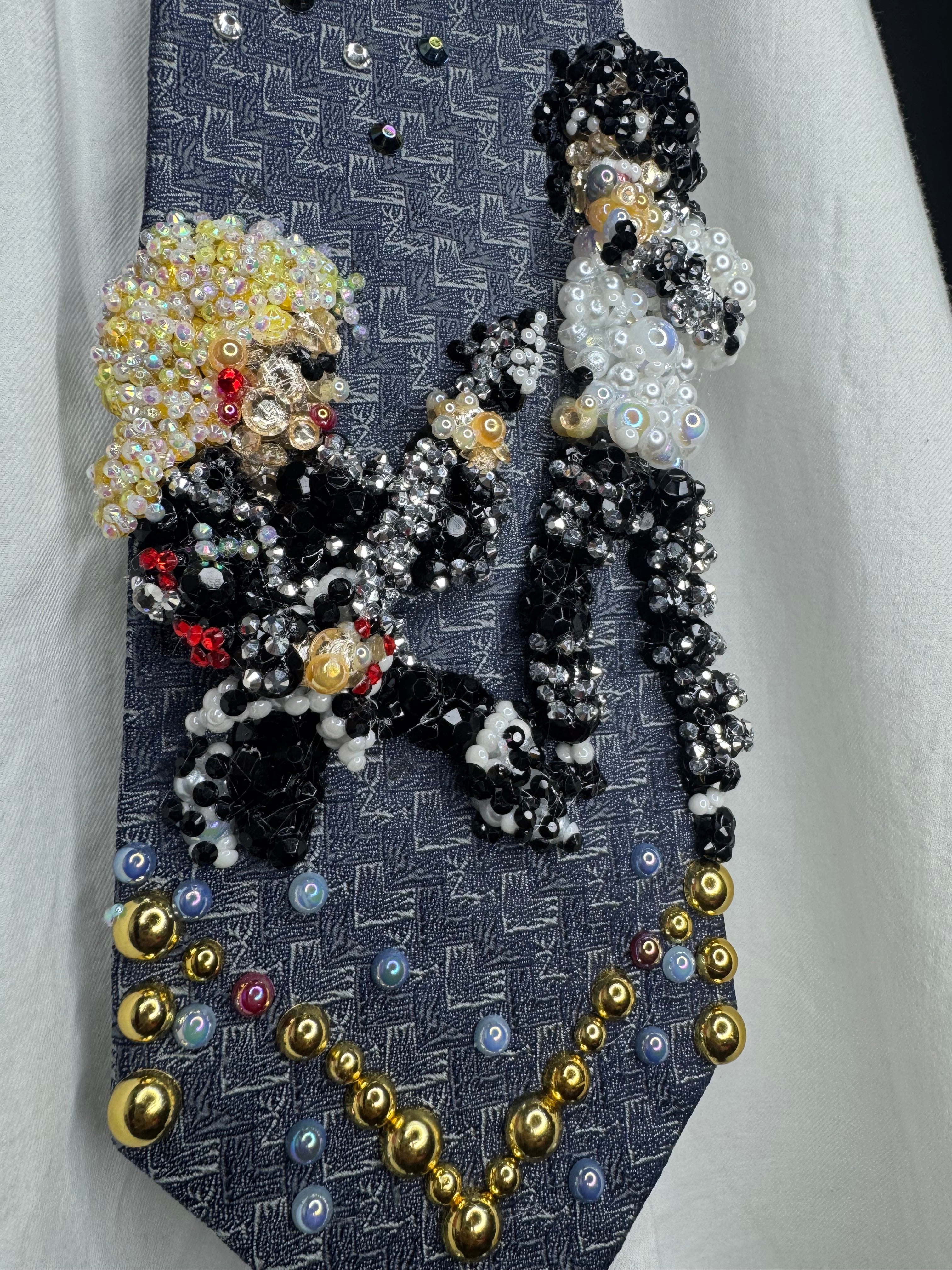 Light Navy Blue Michael Jackson & Jennifer Batten Rocking Out to Dirty Diana Live Wembly Concert Bad Tour 1988 Tie