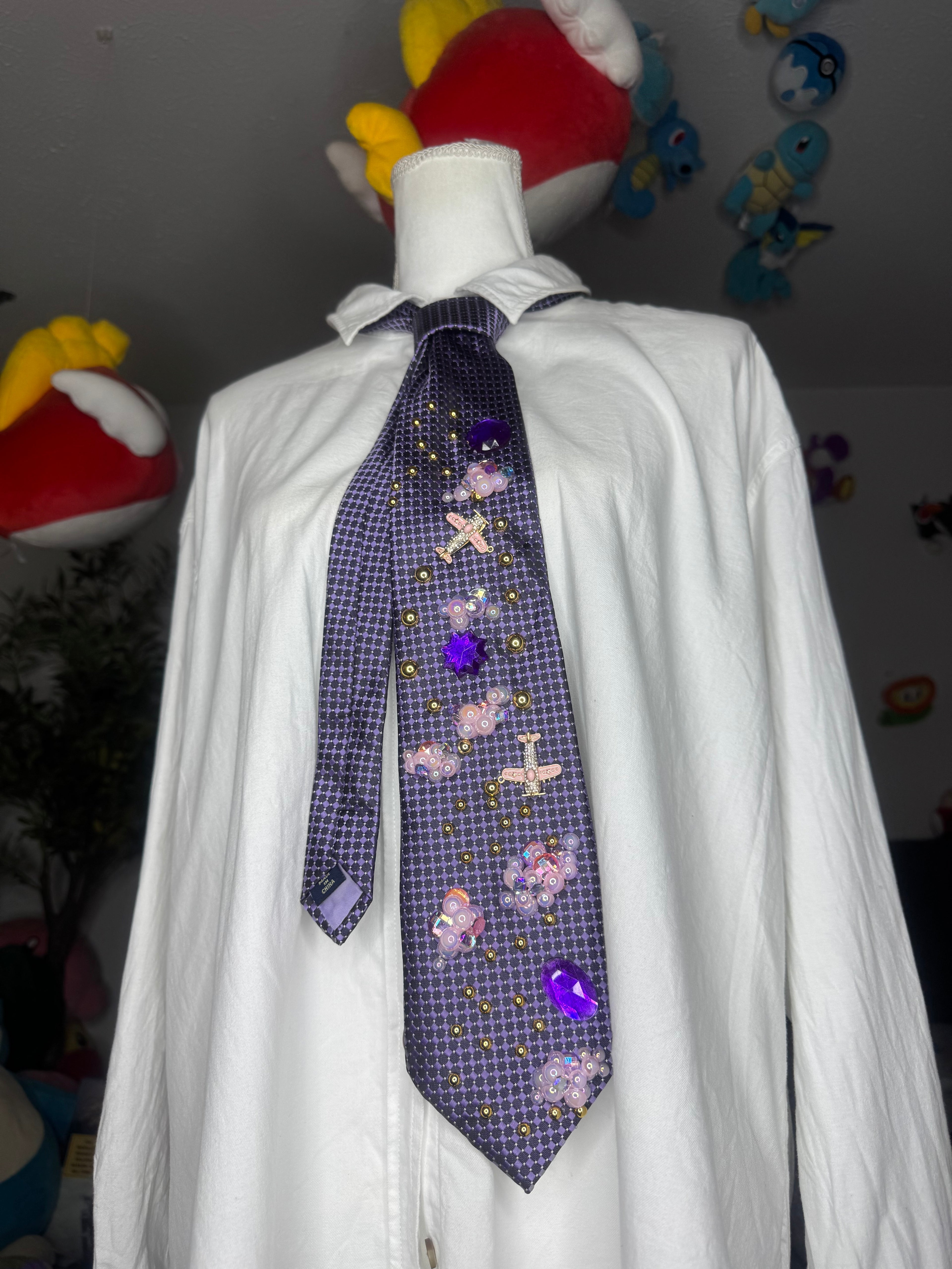 Purple Clouds and Pink Airplanes Pilot Tie