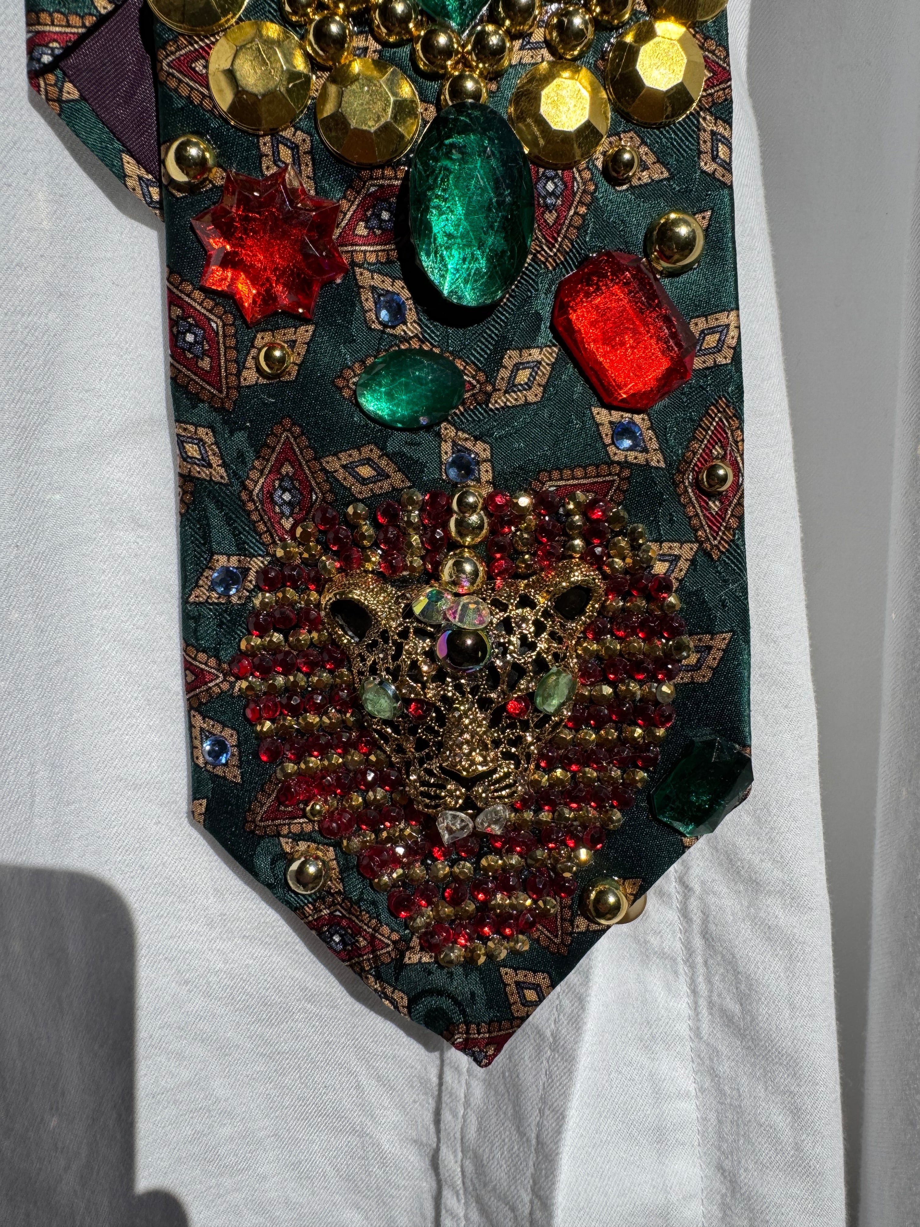 Dark Green Jaguar Pharaoh Taj Mahal Kingdom Royalty Tie