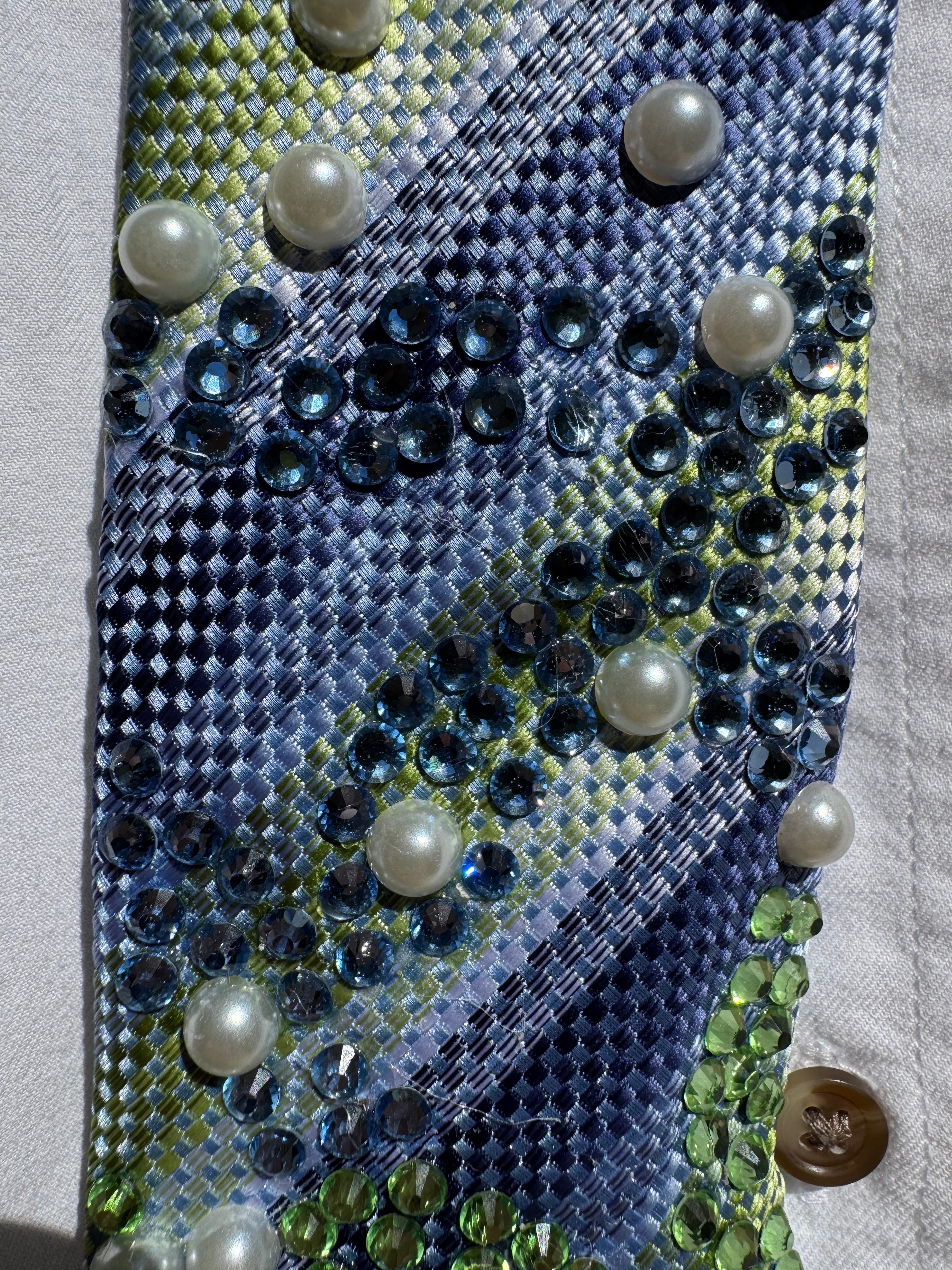 Blue and Green Striped Seattle Seahawks Swirl Royalty Tie