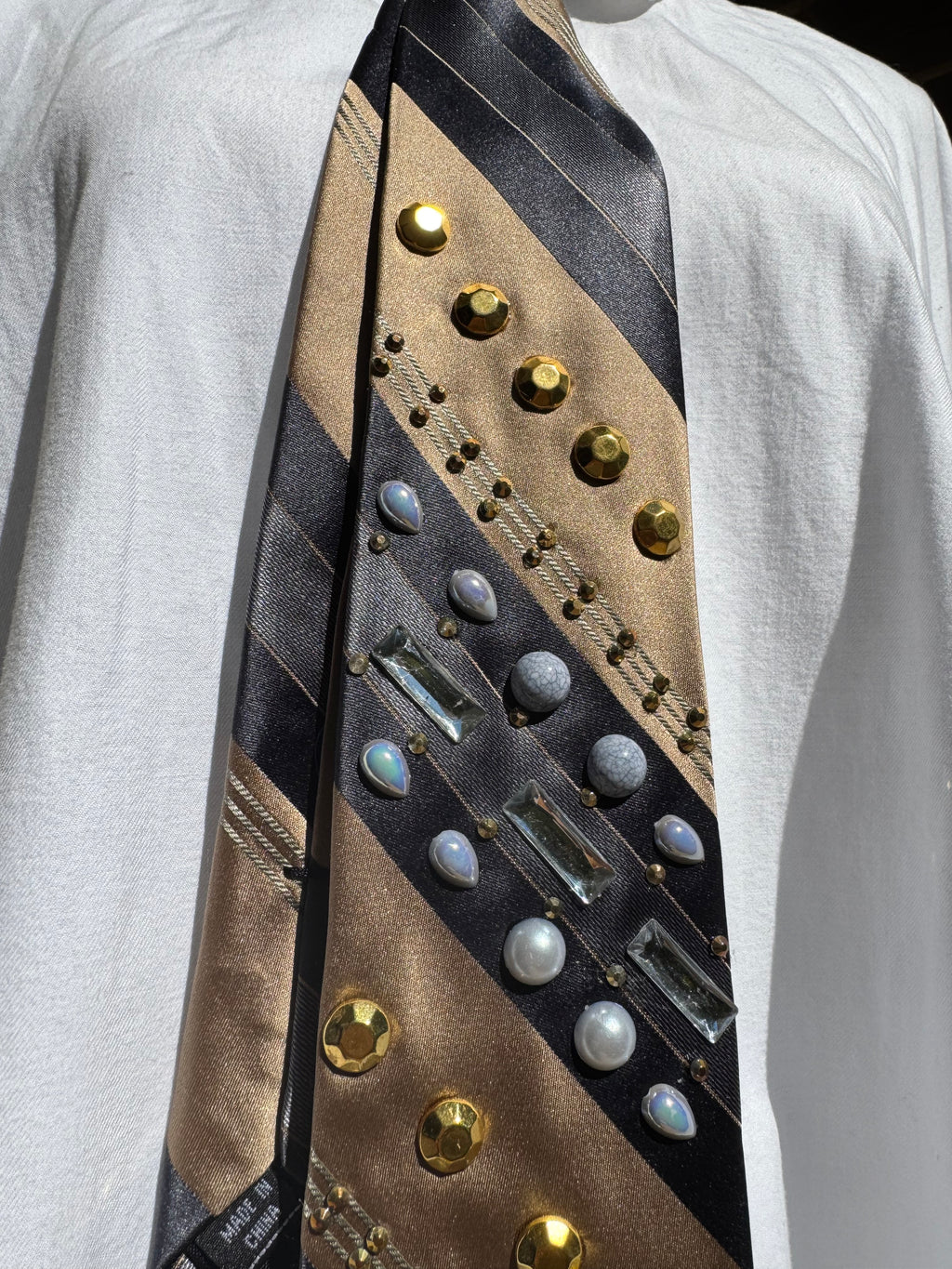 Brown and Grey Striped High Class Royalty Tie