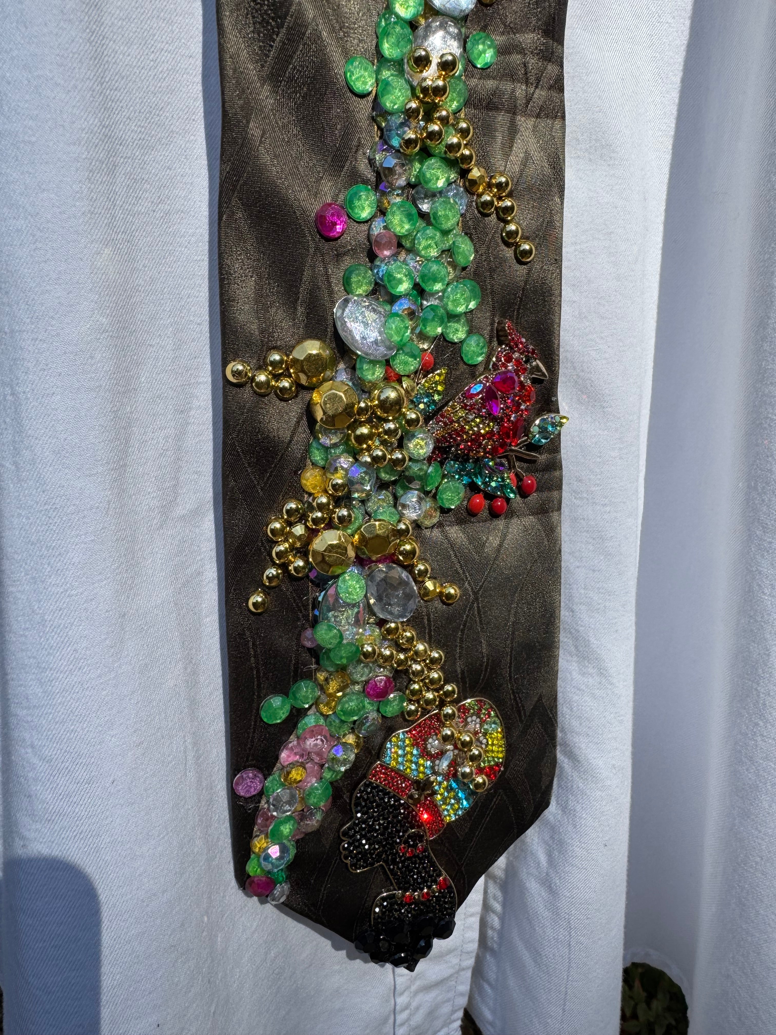 Dark Green Magical Vine Nature Royalty Tie
