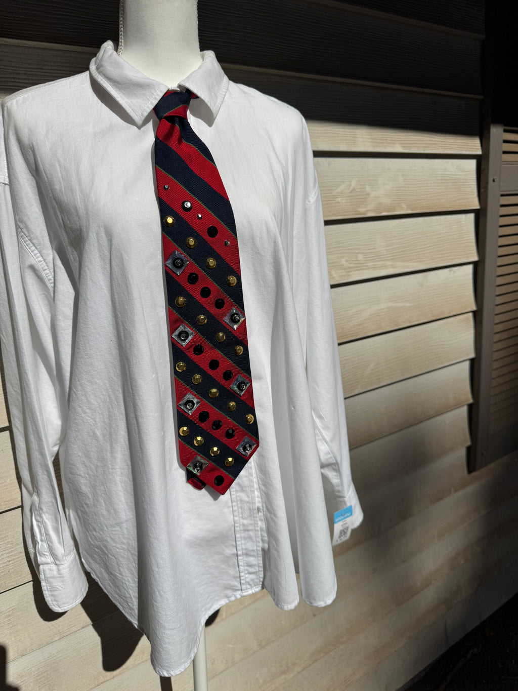 Navy Blue and Red Striped Nautical Royalty Tie