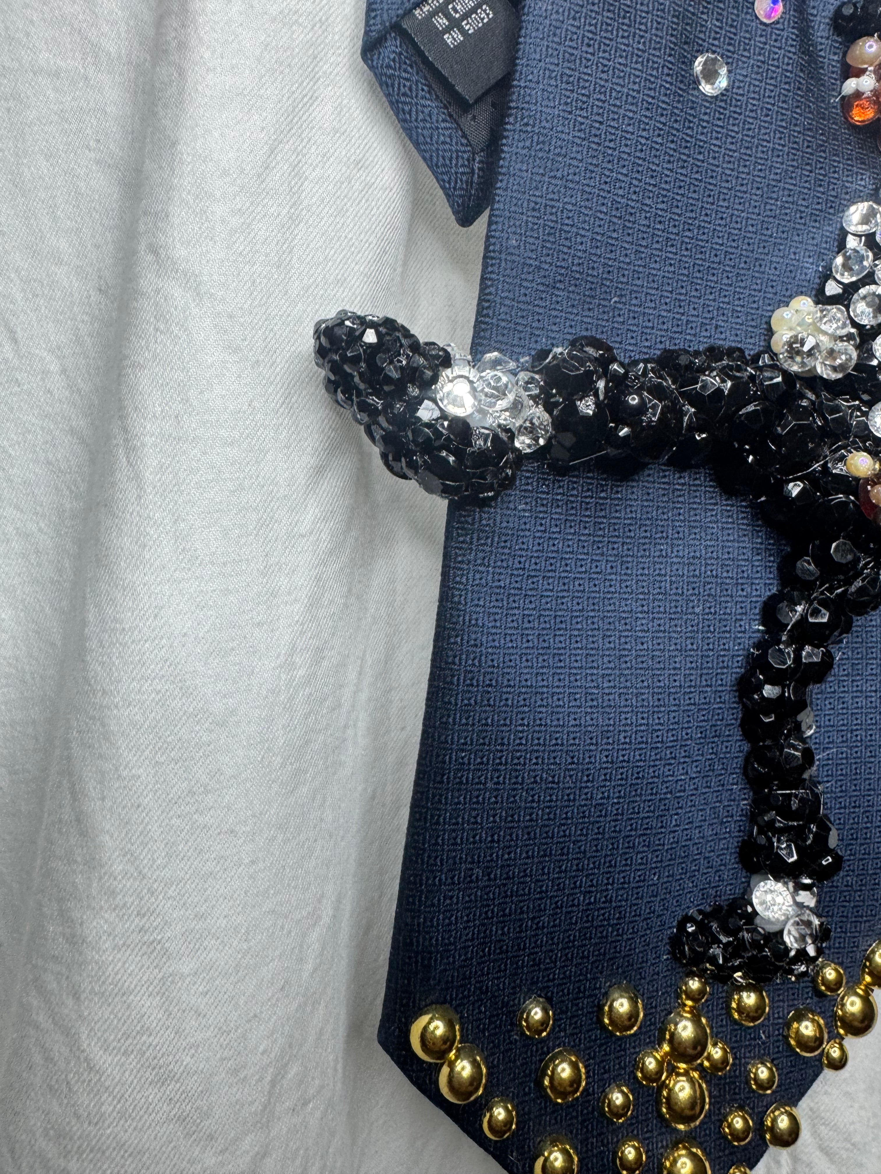 Navy Blue Michael Jackson Hitting Leg Kick to Start Of Billie Jean Victory Tour 1984 Tie