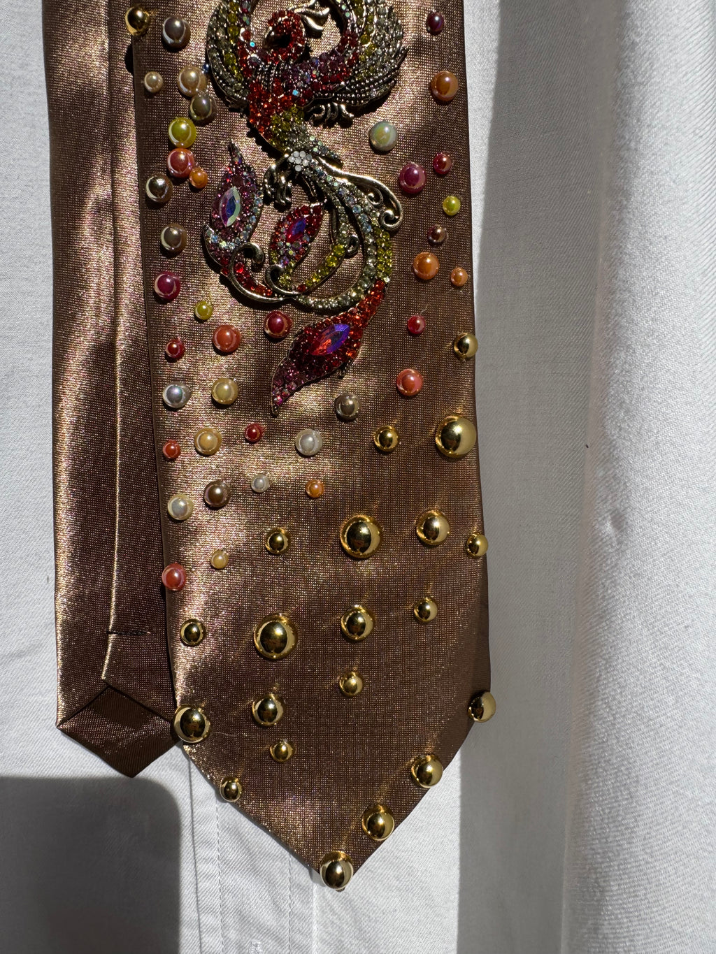 Brown Silk Colored Aura Phoenix High Class Royalty Nature Tie
