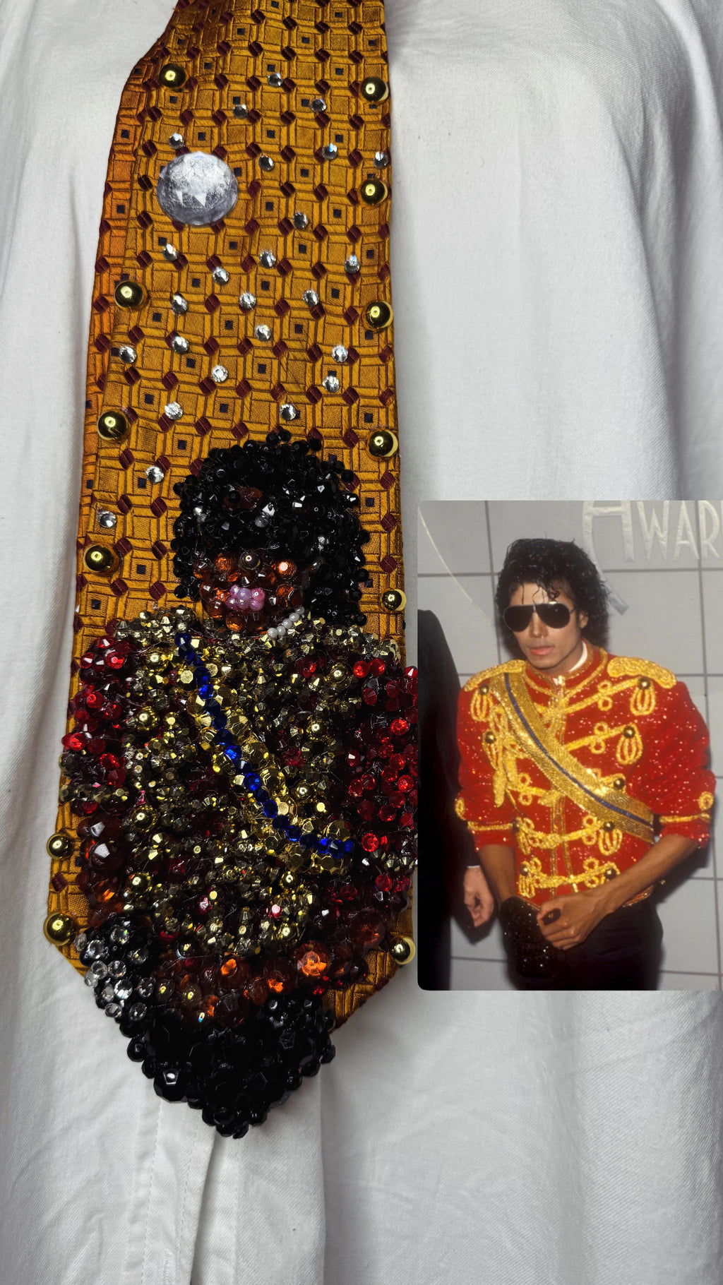 Orange Michael Jackson Red Military Jackson and Black Glove At AMA Thriller Era Tie