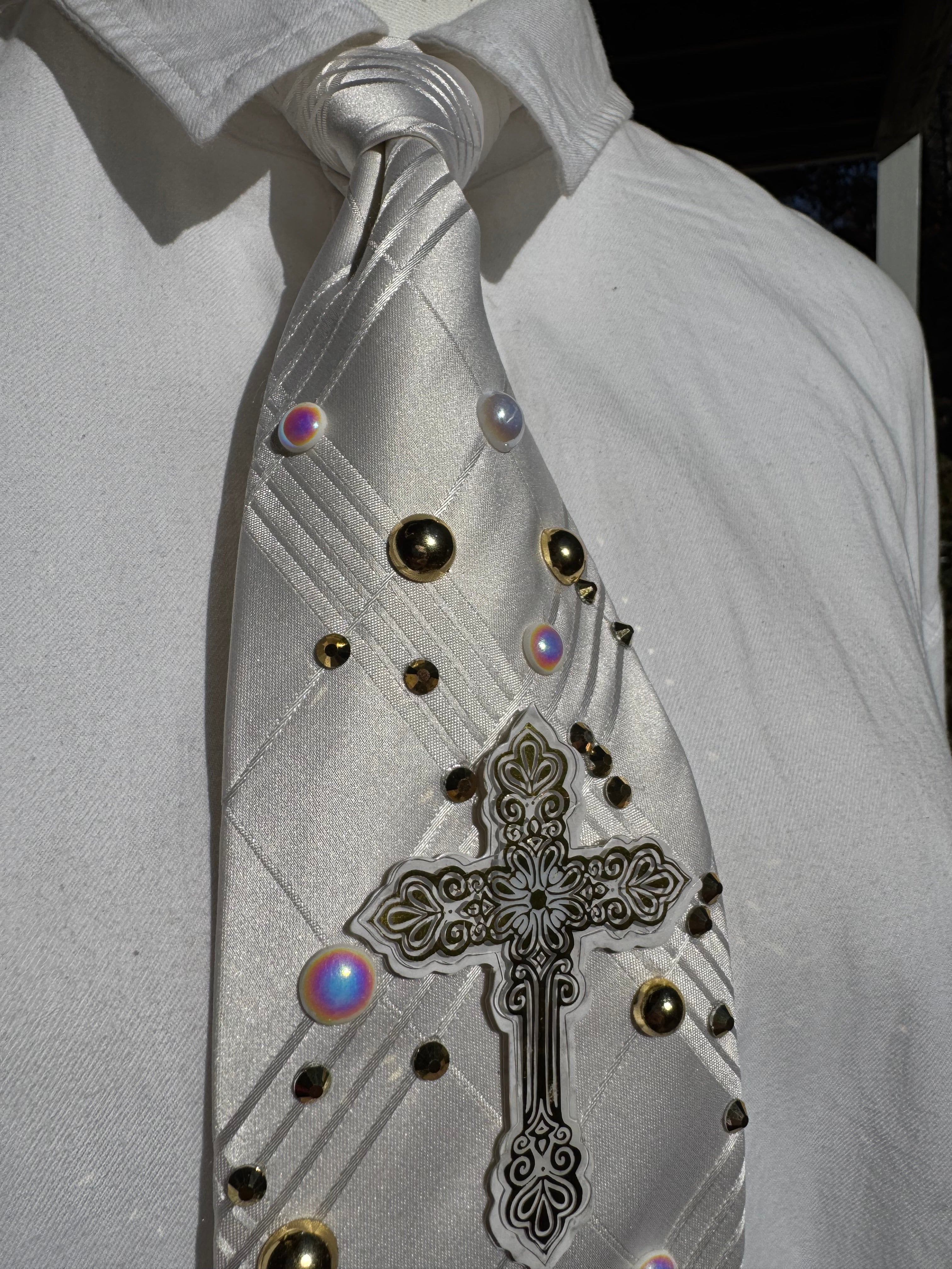 White Plaid Faith and Hope Church Royalty Tie
