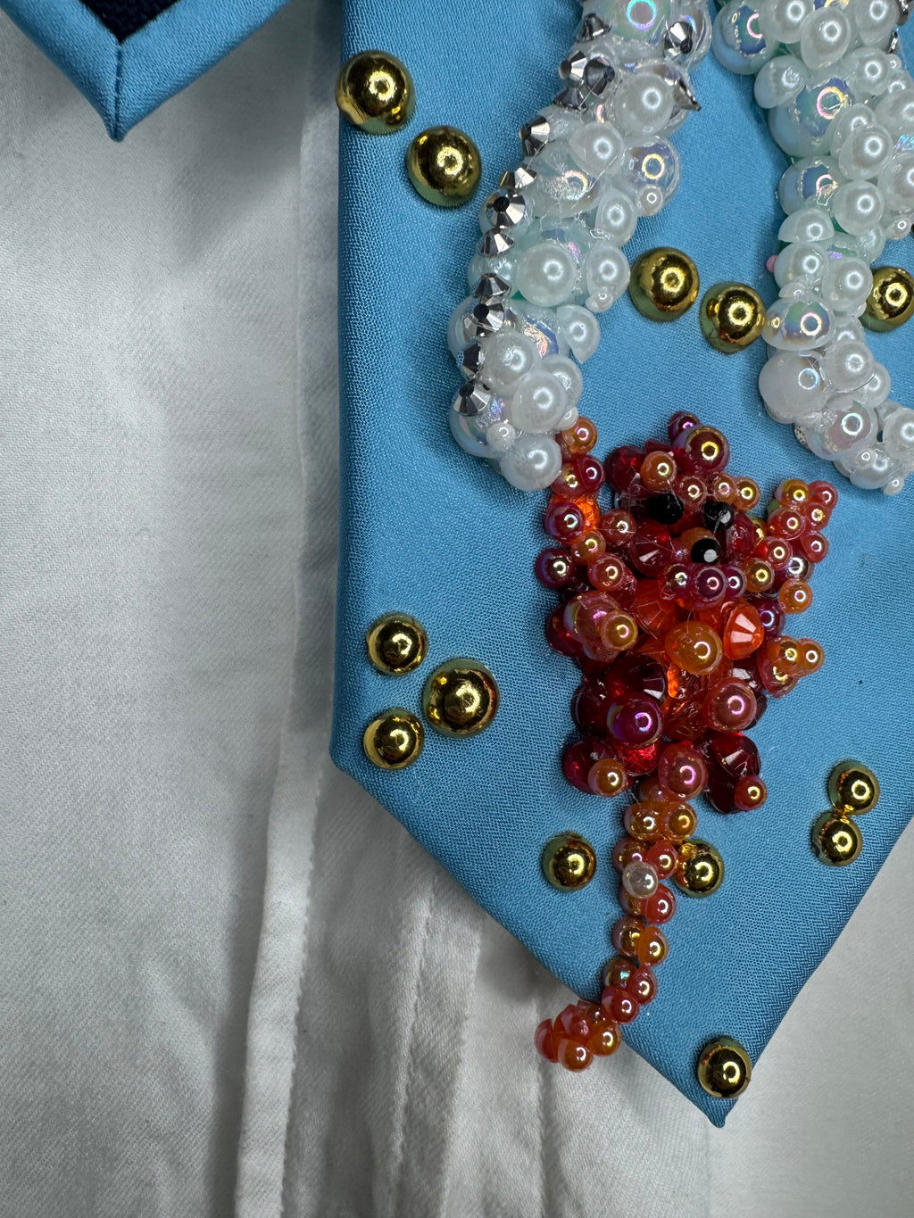 Sky Blue Michael Jackson in Captain EO Hitting Fist Balled Star Body Pose and Fuzzball Tie