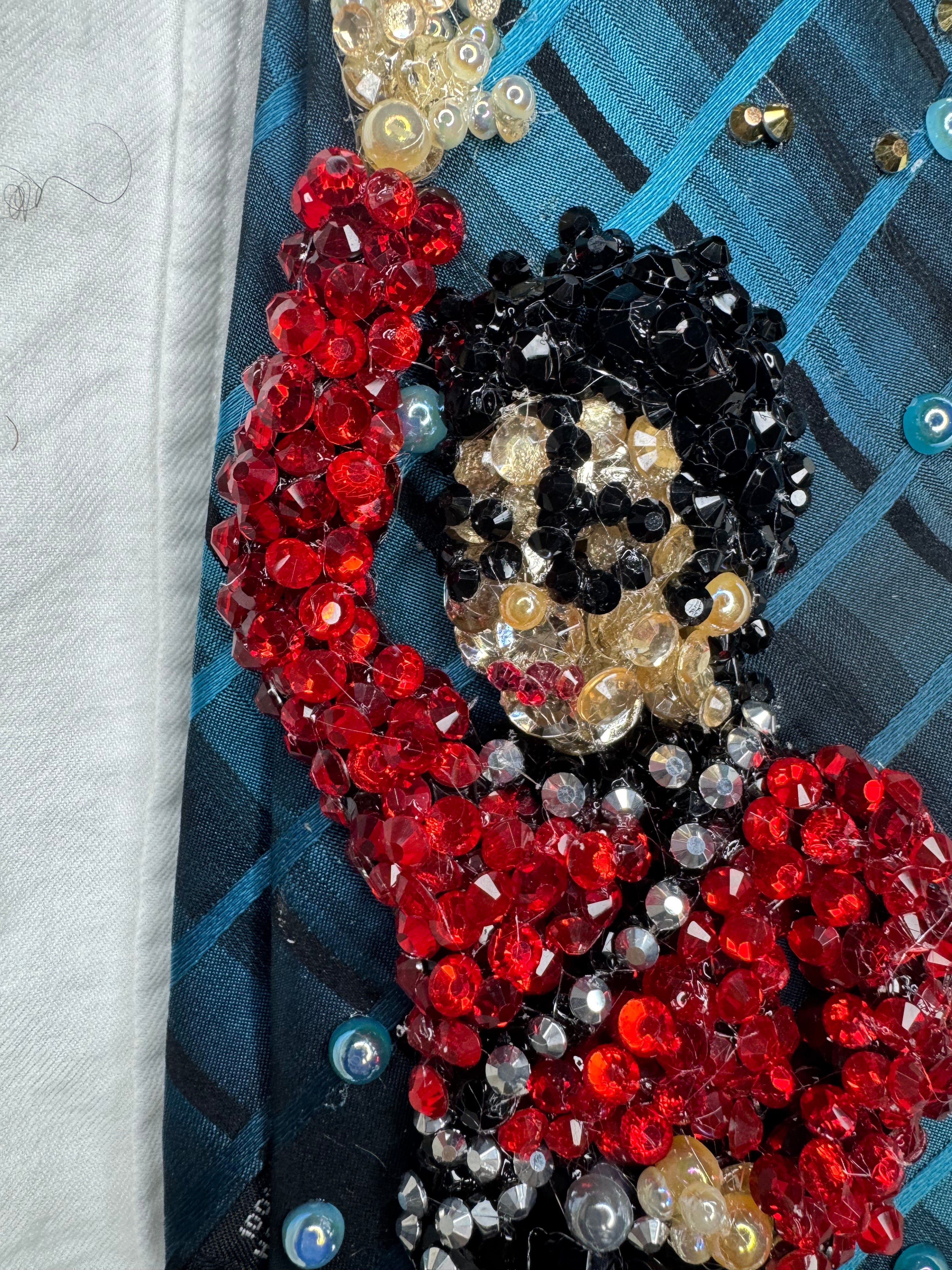 Dark Plaid Turquoise Michael Jackson Hitting Hand Up Wide Leg Pose to Human Nature In Tokyo Red Shirt Bad Tour 1988 Tie