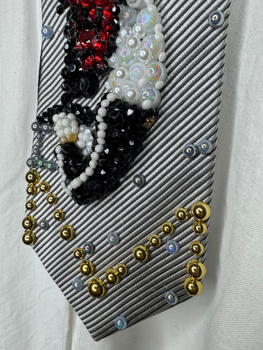 Grey Michael Jackson Hanging Off Moving Platform To Beat It For Bad Tour Wembly Concert 1988 Tie
