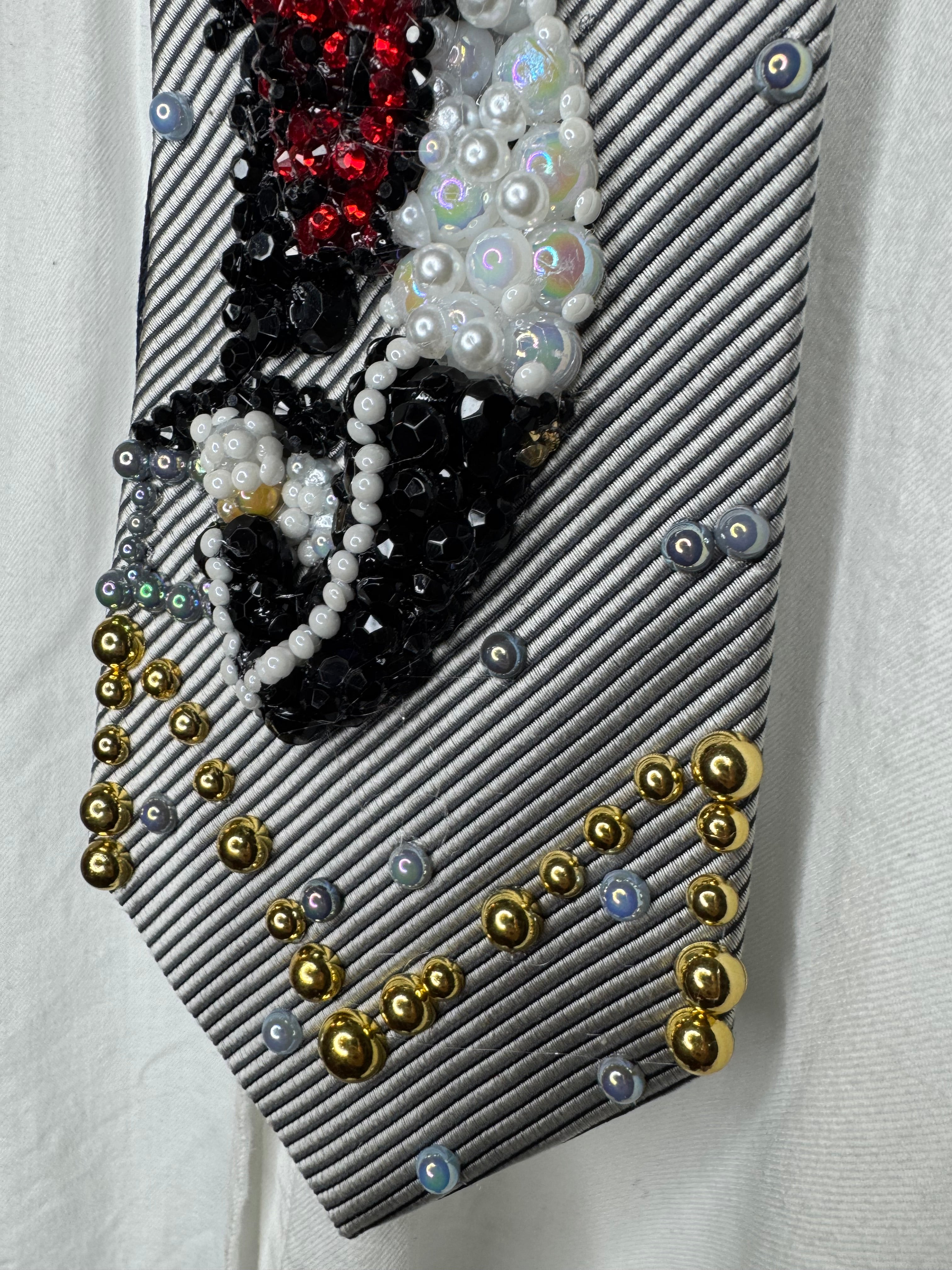 Grey Michael Jackson Hanging Off Moving Platform To Beat It For Bad Tour Wembly Concert 1988 Tie