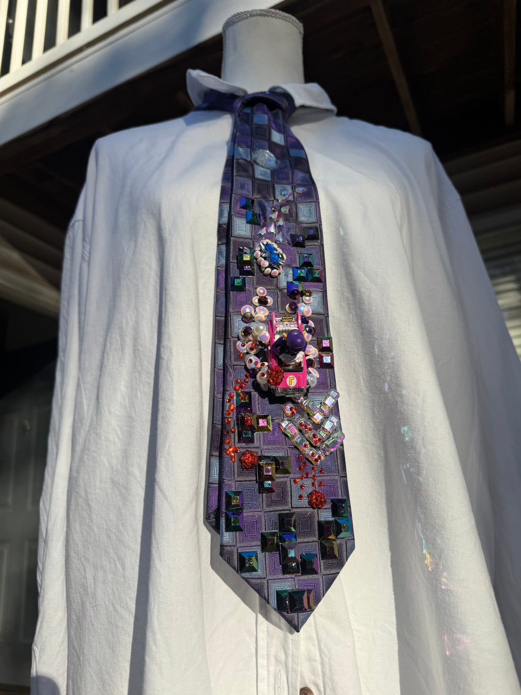 Purple Waluigi Dodging Blue Shell on Tetris Road 200cc Mario Kart Tie