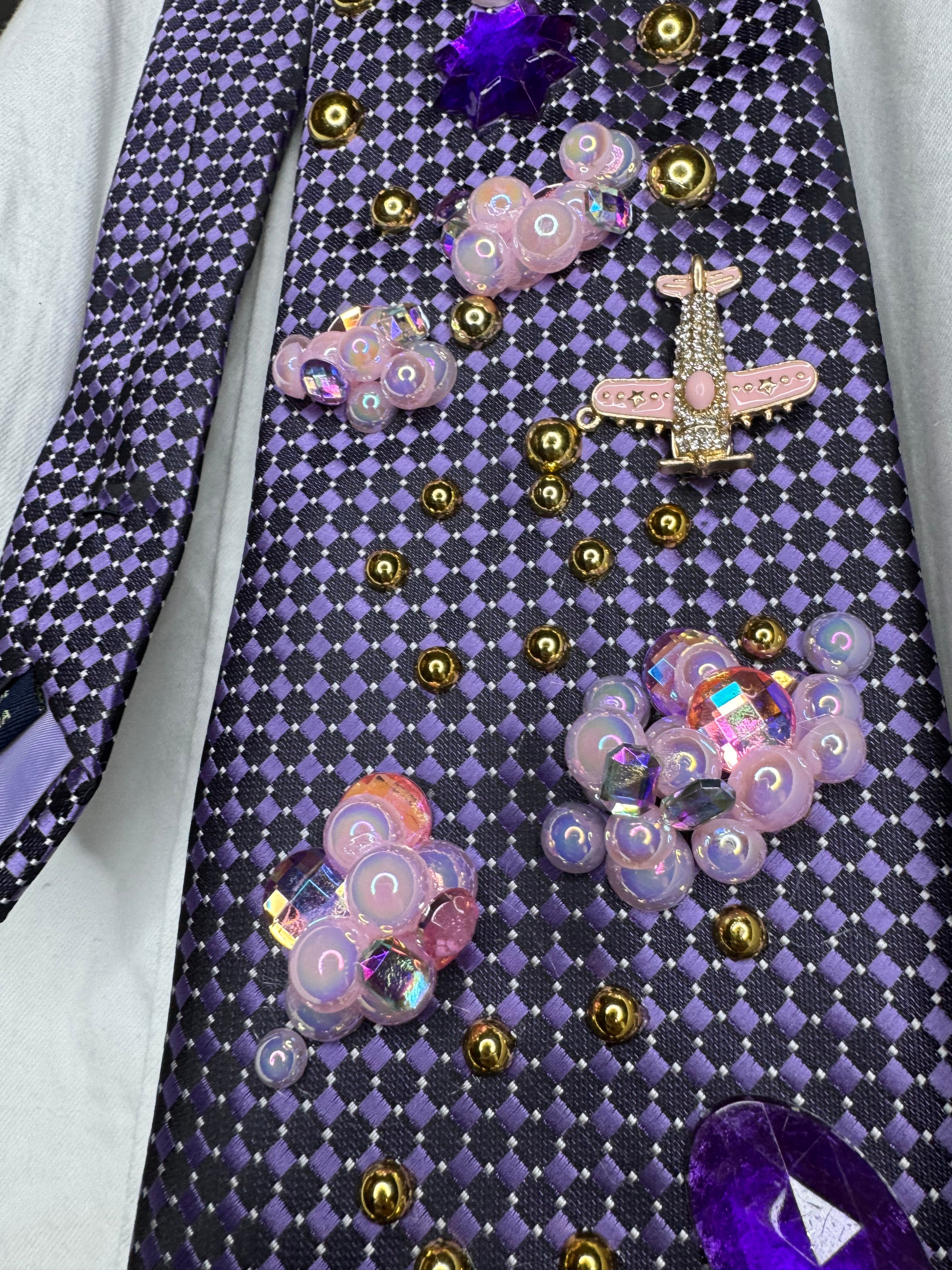 Purple Clouds and Pink Airplanes Pilot Tie