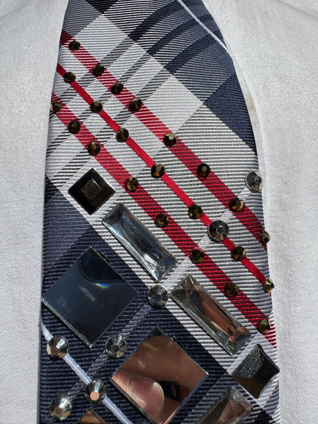 USA Plaid Mirror Anchored Nautical Royalty Tie