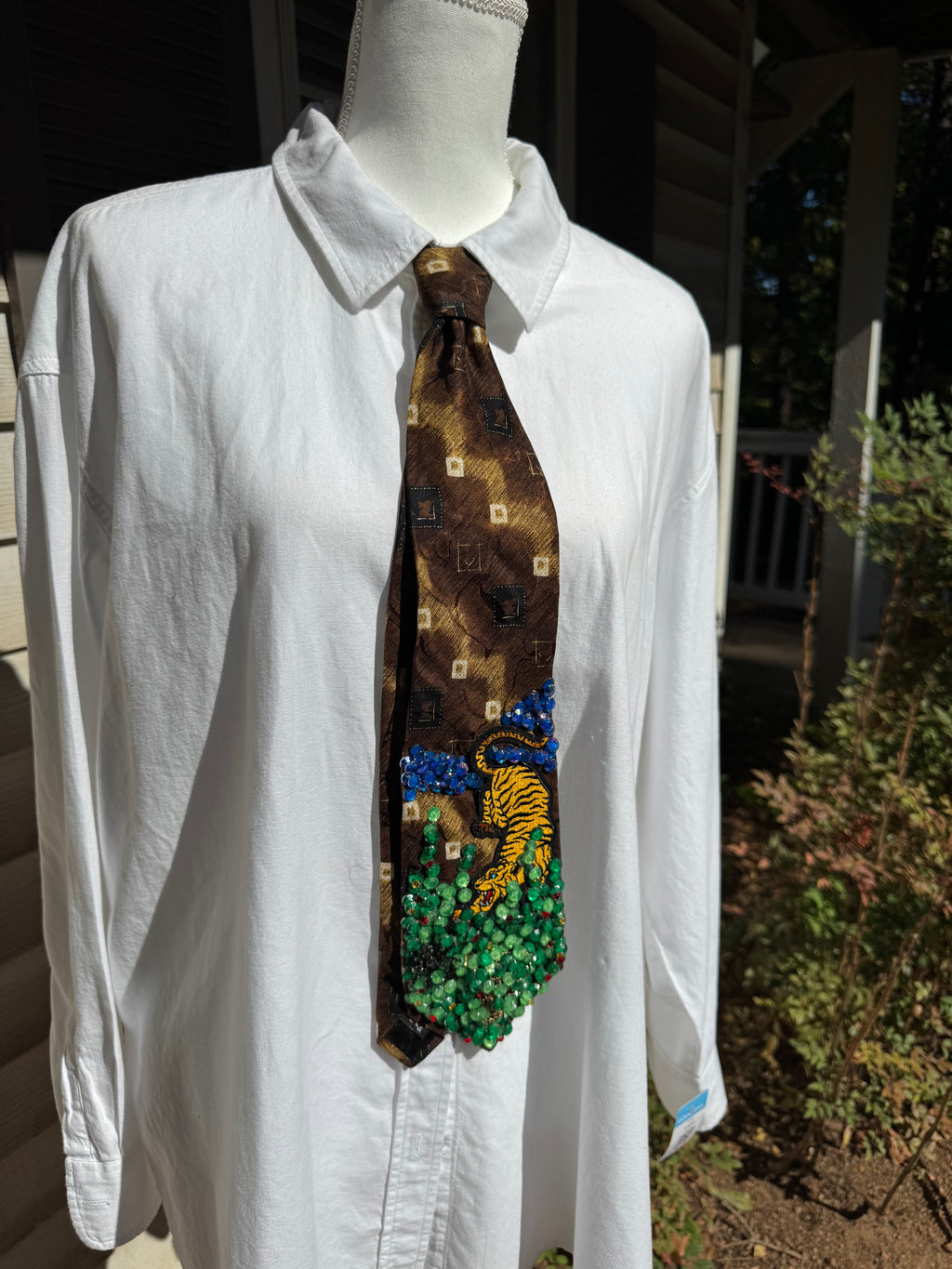 Brown Tiger Playin in Tall Grass Nature Royalty Tie